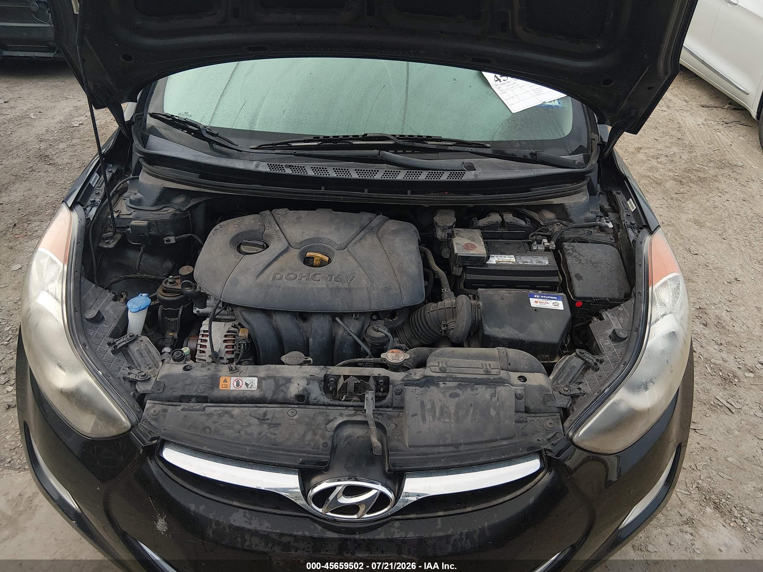 2013 Hyundai Elantra Gls Black vin: KMHDH4AE8DU843725