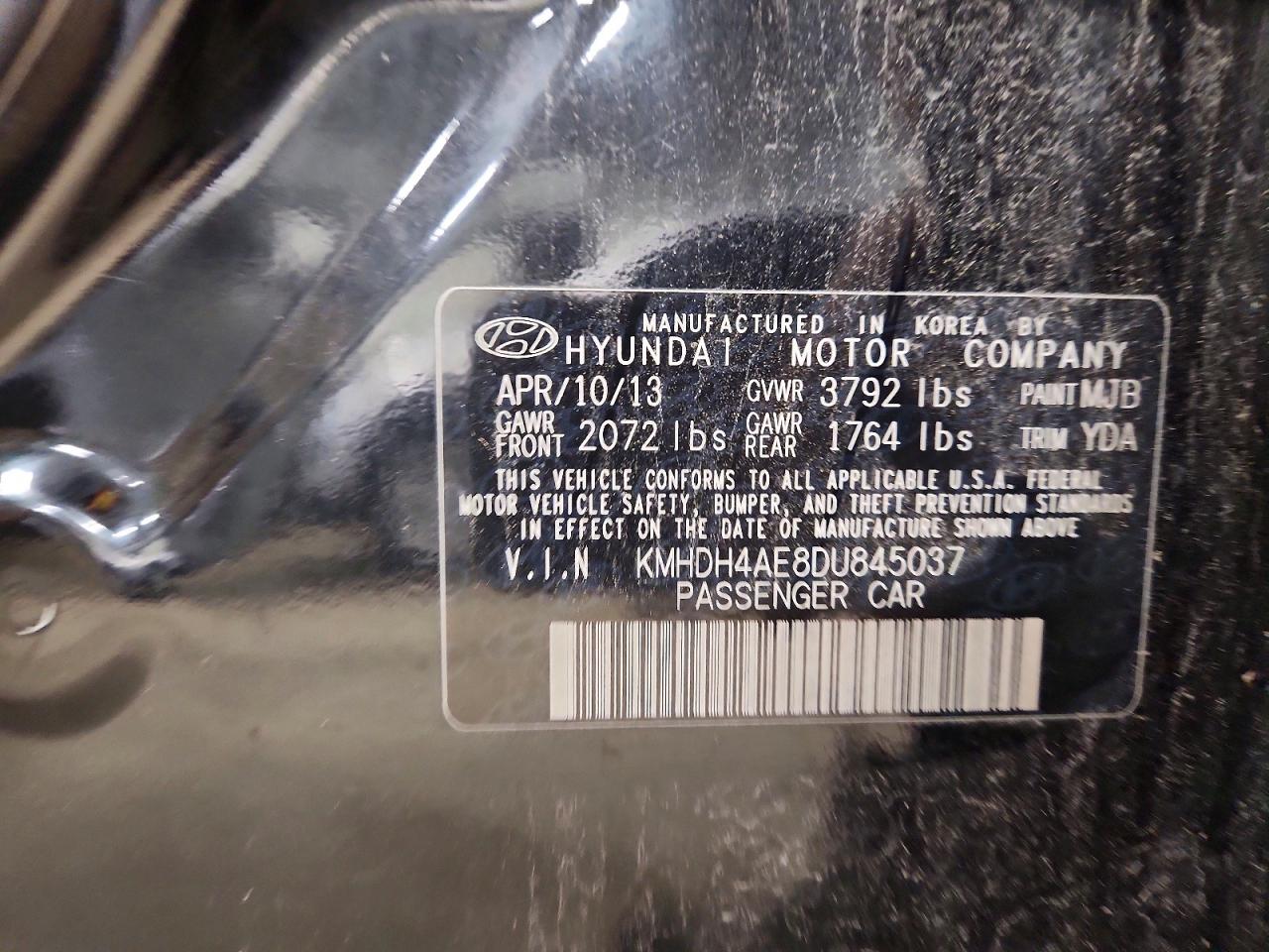 2013 Hyundai Elantra Gls Черный vin: KMHDH4AE8DU845037