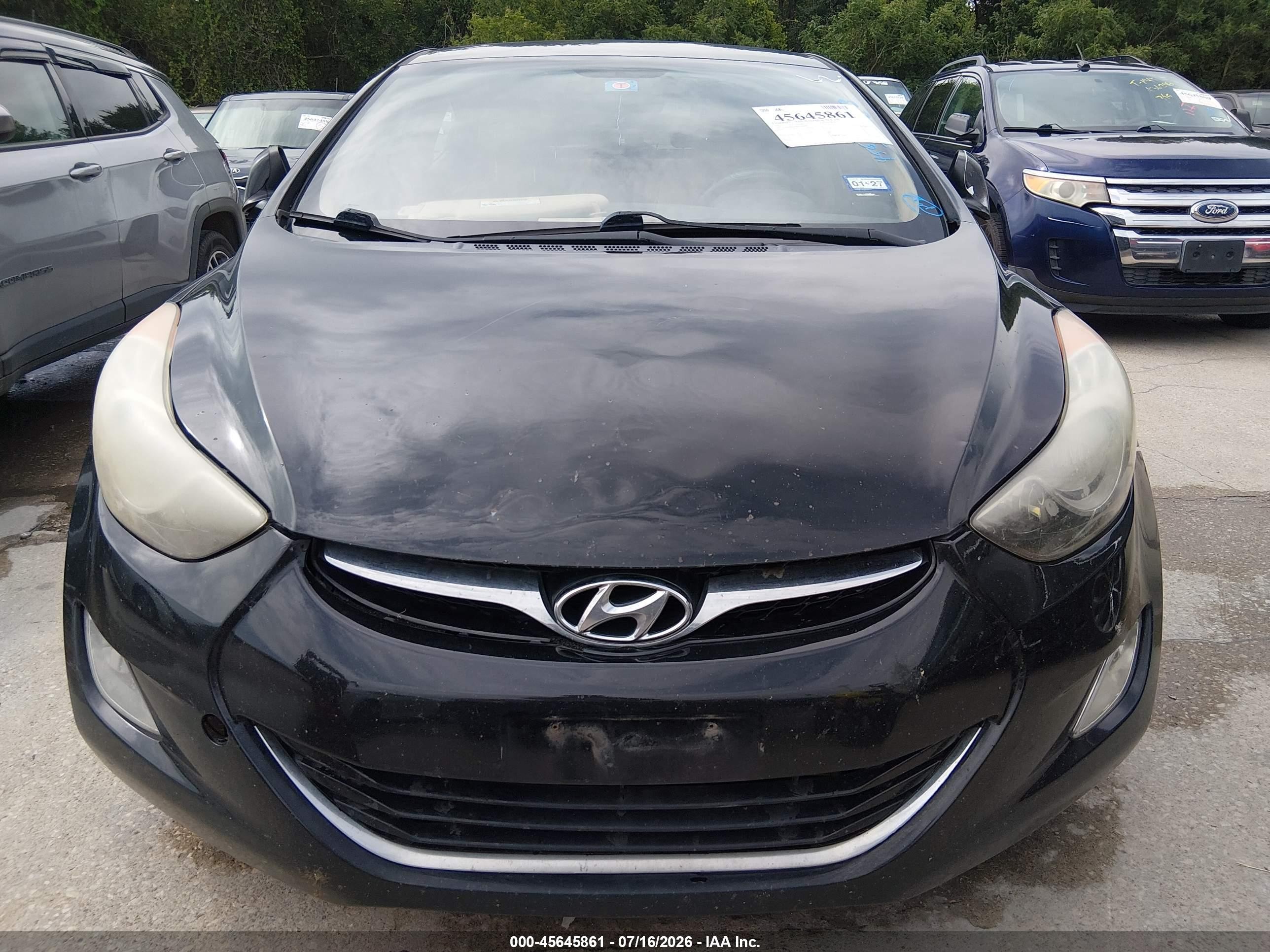2013 Hyundai Elantra Gls Black vin: KMHDH4AE8DU855888