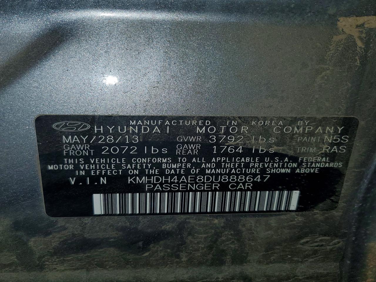 2013 Hyundai Elantra Gls Silver vin: KMHDH4AE8DU888647