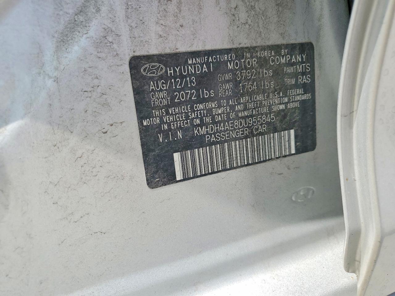 2013 Hyundai Elantra Gls Silver vin: KMHDH4AE8DU955845
