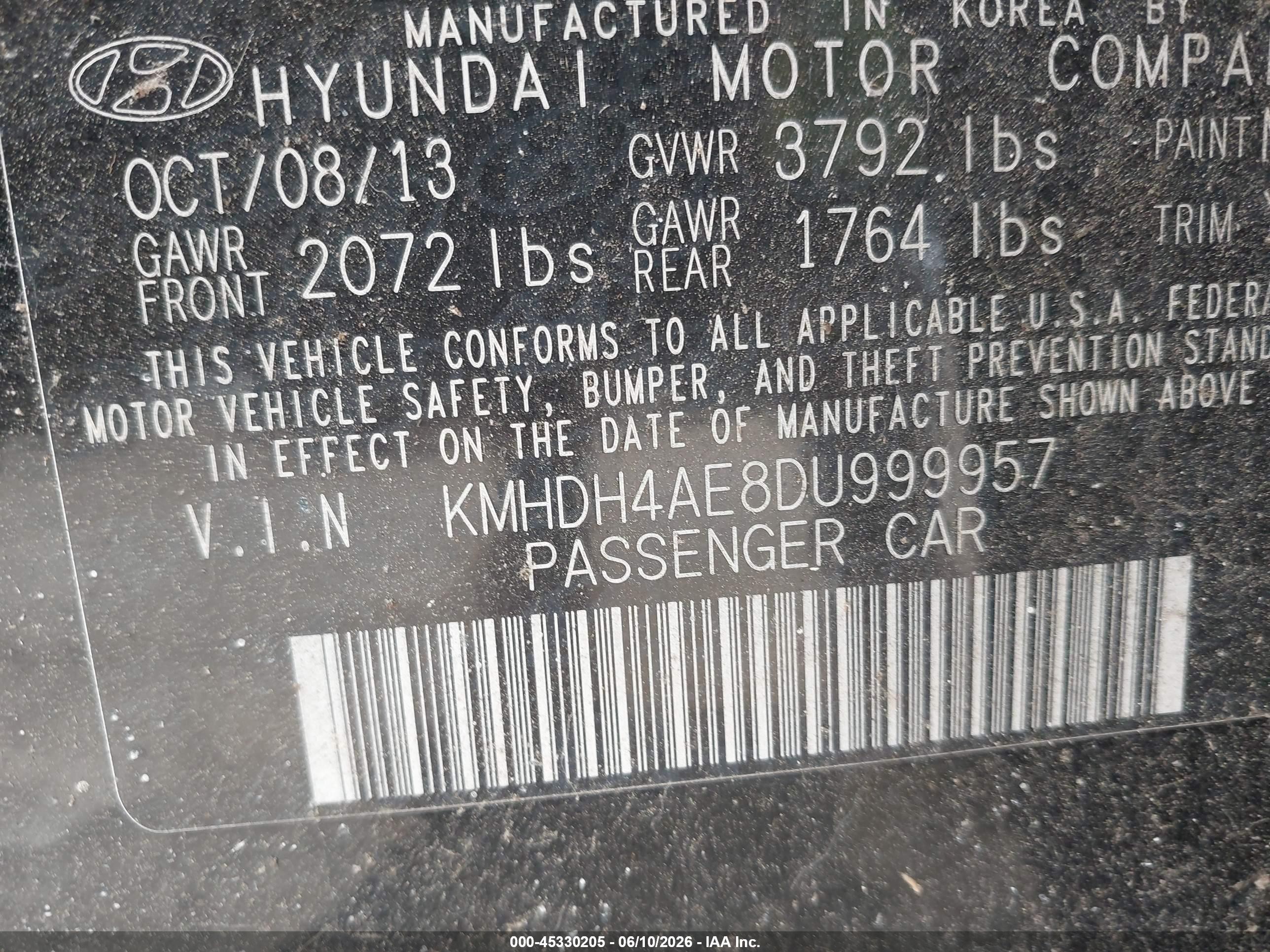 2013 Hyundai Elantra Gls Black vin: KMHDH4AE8DU999957