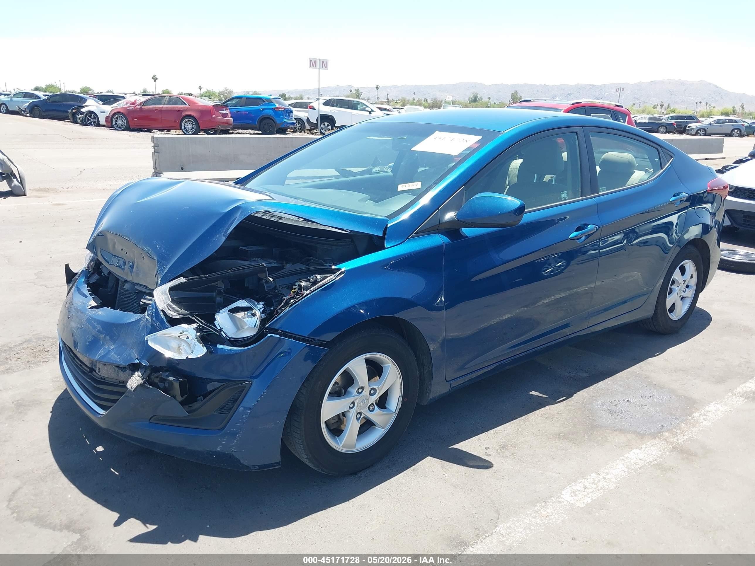 2014 Hyundai Elantra Se Blue vin: KMHDH4AE8EU056386