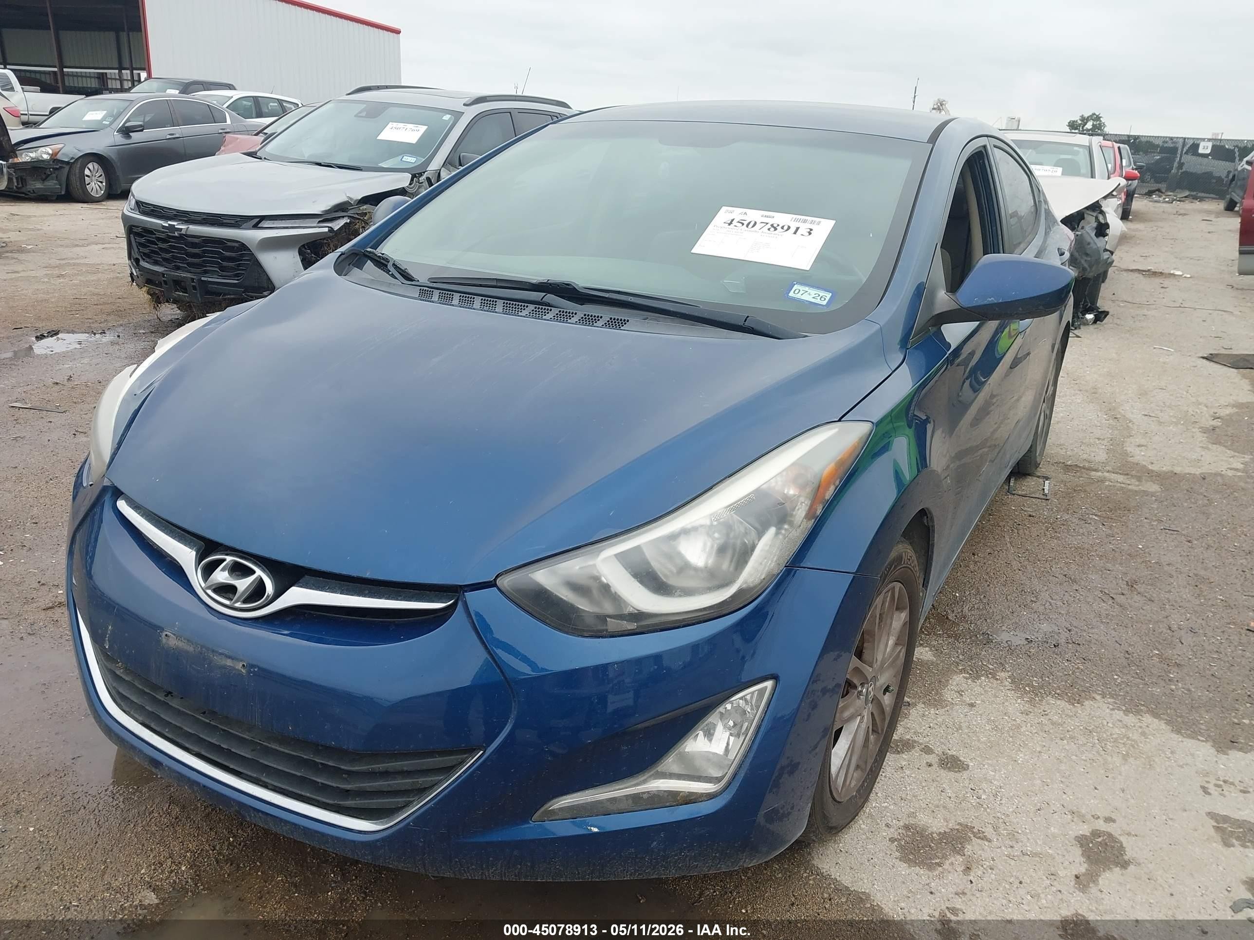2014 Hyundai Elantra Se Синий vin: KMHDH4AE8EU085631
