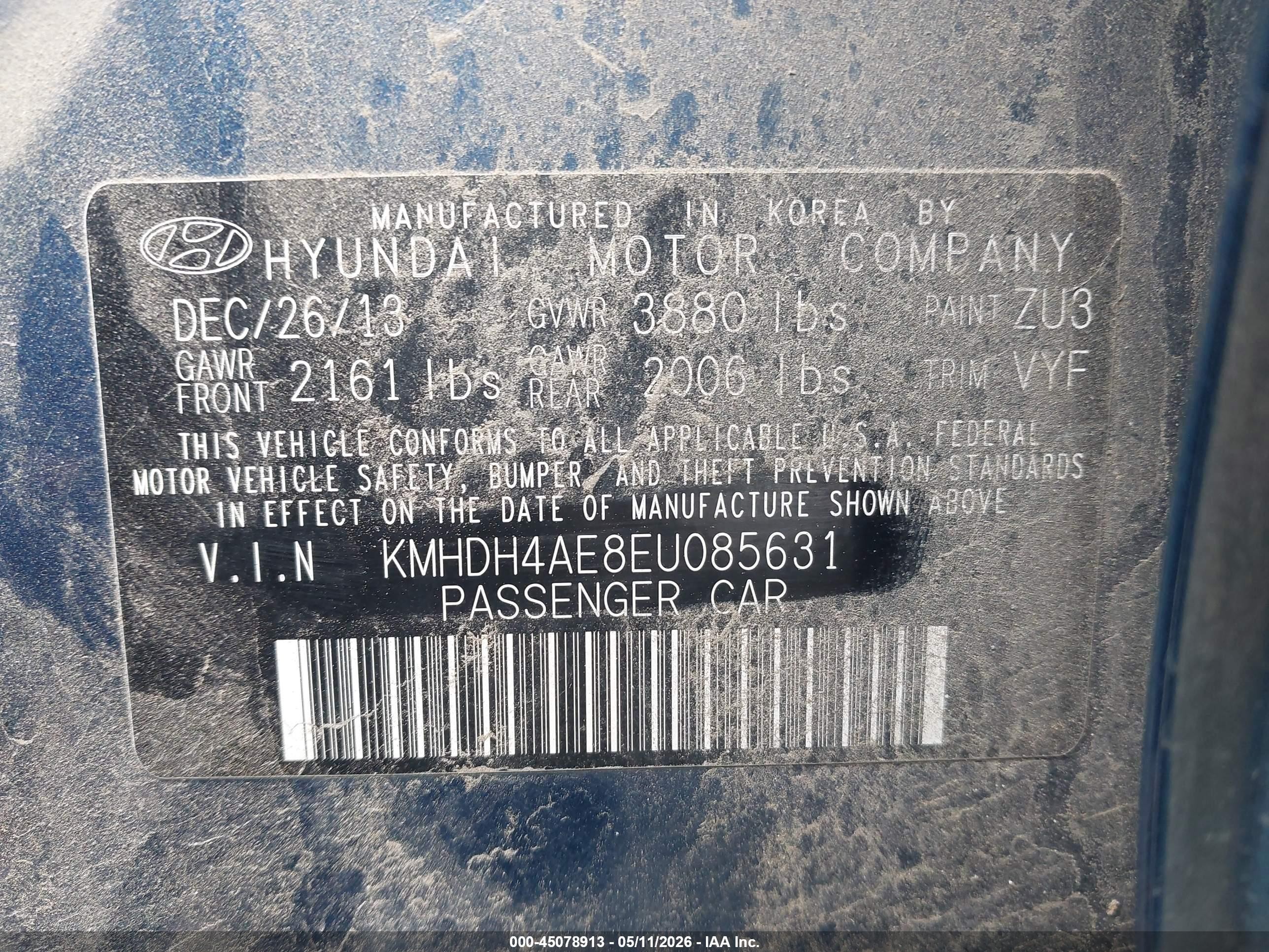 2014 Hyundai Elantra Se Синий vin: KMHDH4AE8EU085631
