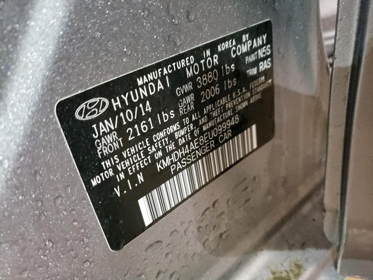 2014 Hyundai Elantra Se Silver vin: KMHDH4AE8EU099948