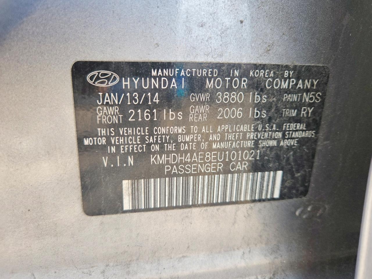 2014 Hyundai Elantra Limited Серебряный vin: KMHDH4AE8EU101021