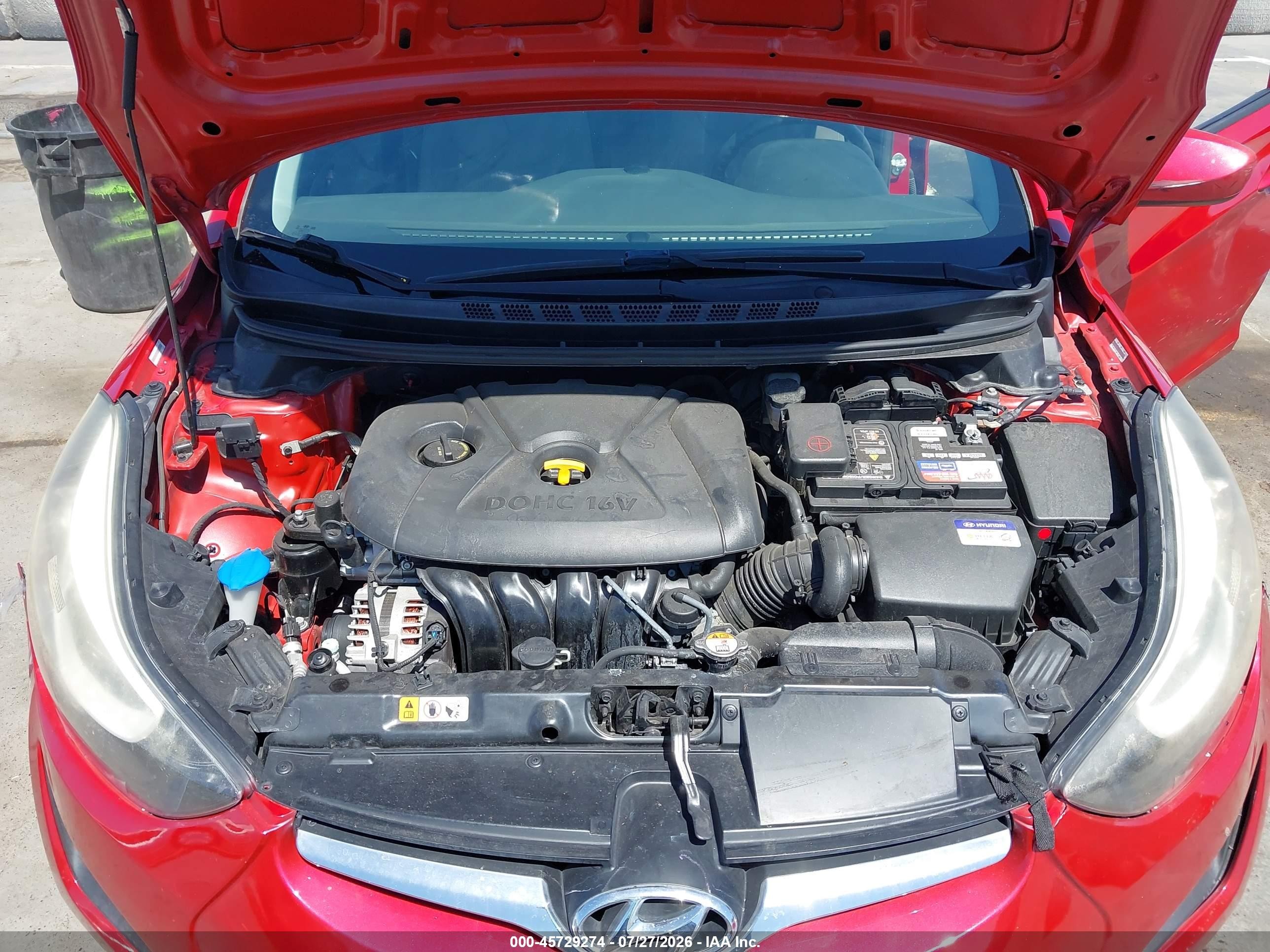 2014 Hyundai Elantra Se Red vin: KMHDH4AE8EU161090