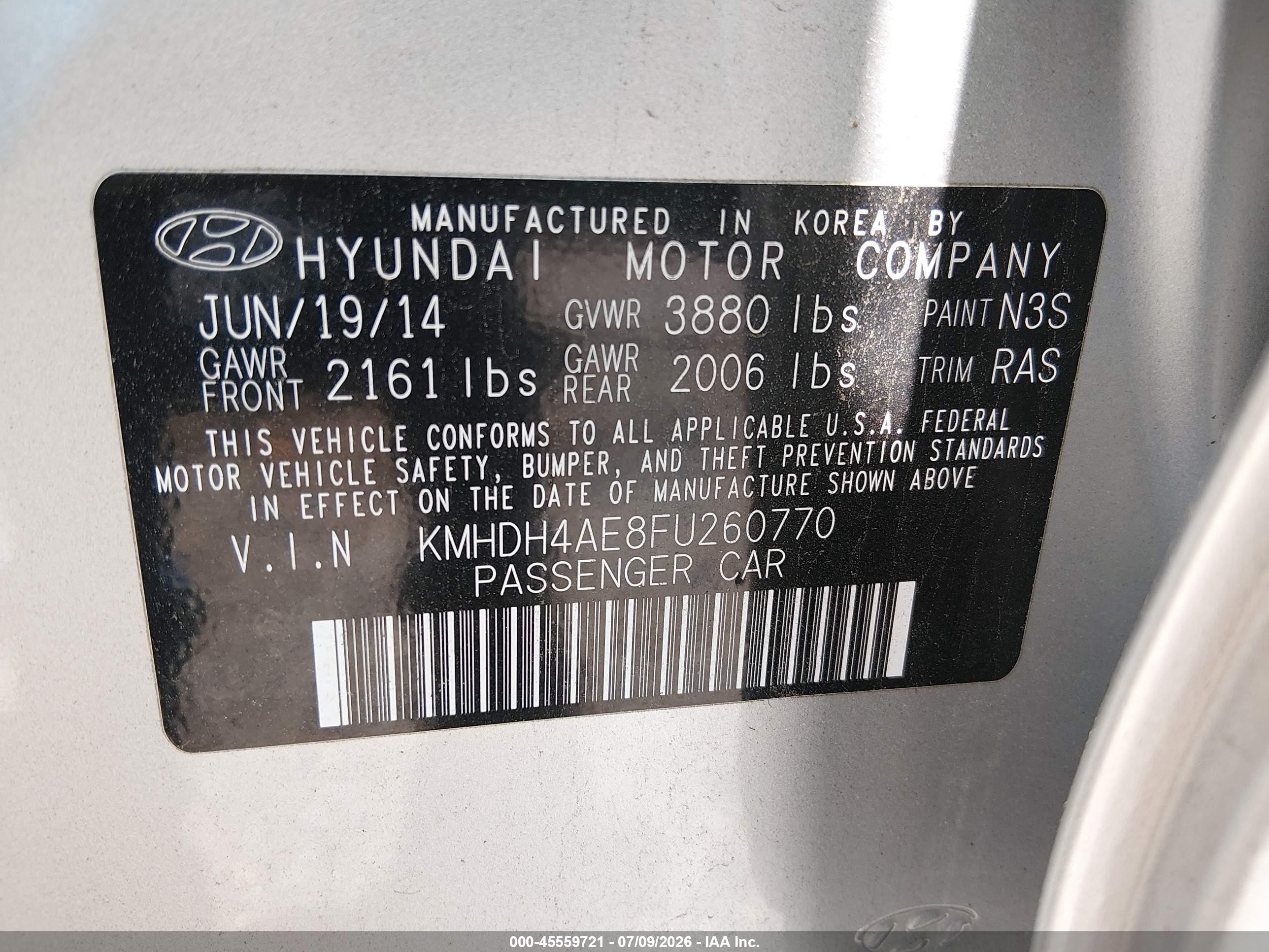 2015 Hyundai Elantra Se Серебряный vin: KMHDH4AE8FU260770