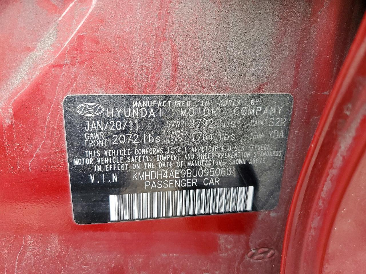 2011 Hyundai Elantra Limited Красный vin: KMHDH4AE9BU095063