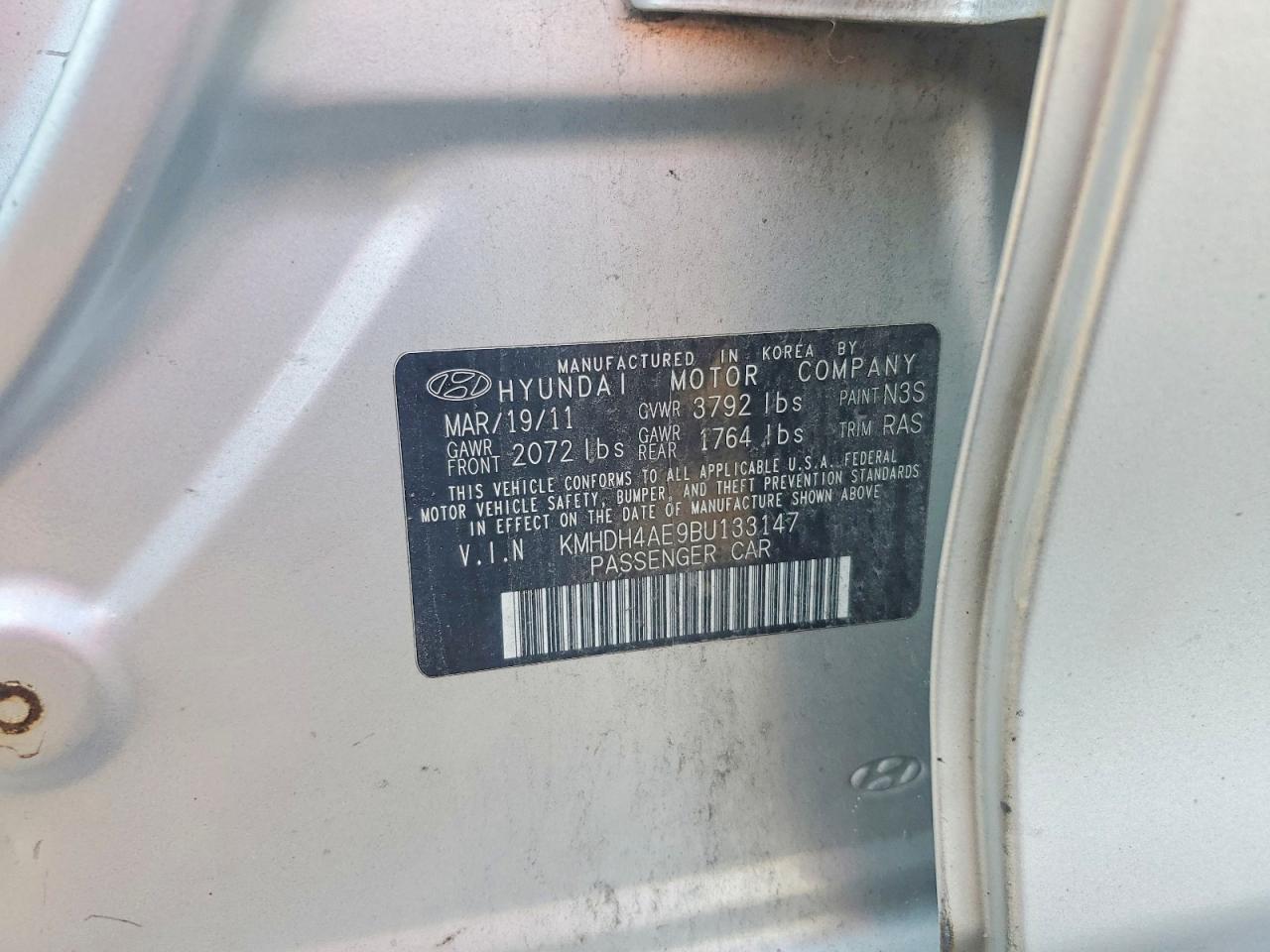 2011 Hyundai Elantra Gls Silver vin: KMHDH4AE9BU133147