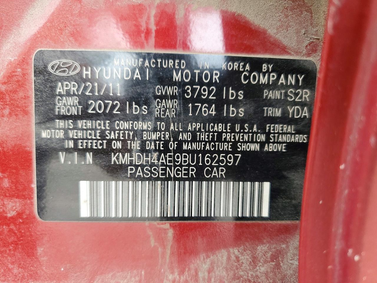 2011 Hyundai Elantra Gls Красный vin: KMHDH4AE9BU162597