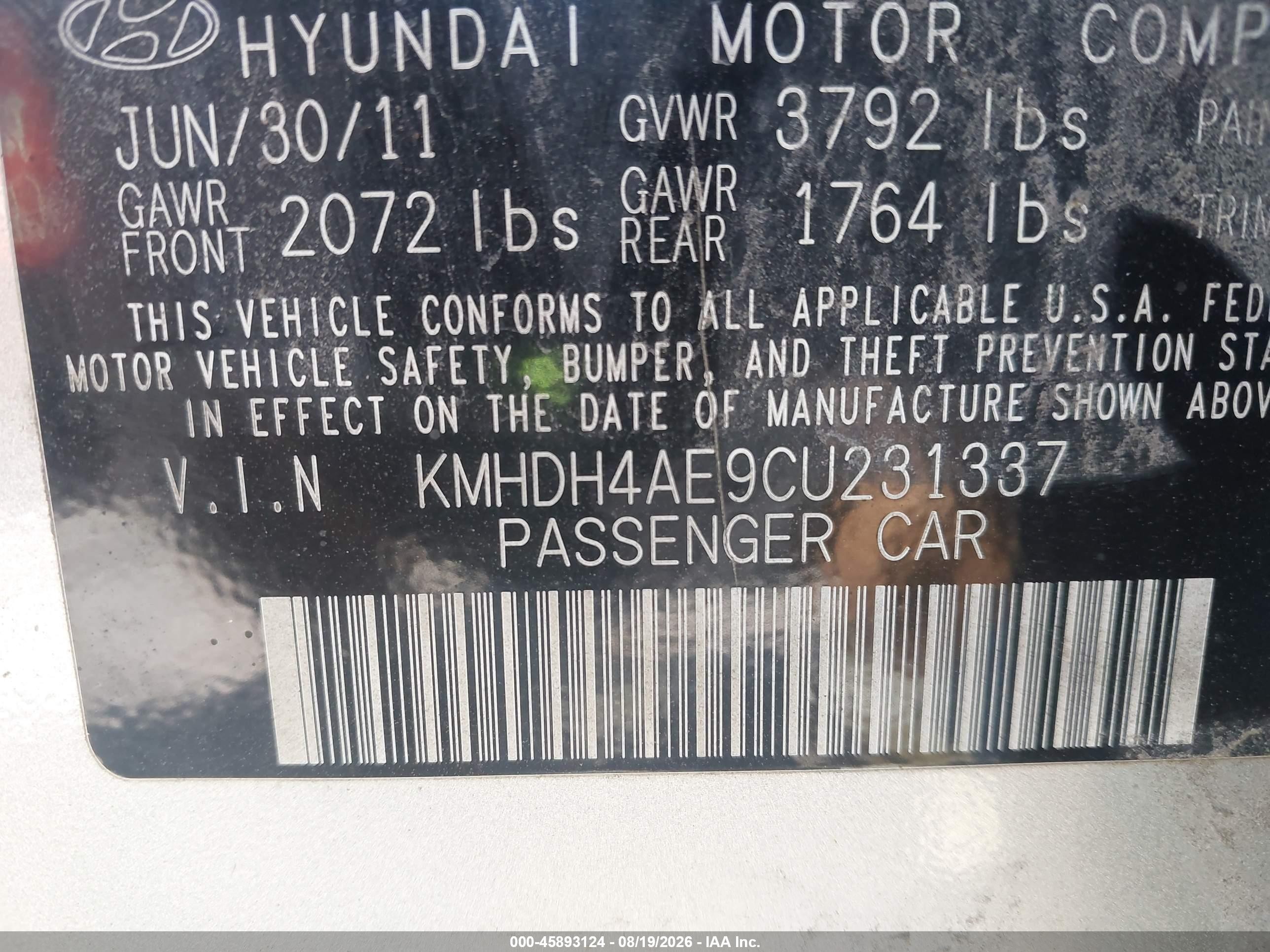 2012 Hyundai Elantra Limited (ulsan Plant) Silver vin: KMHDH4AE9CU231337