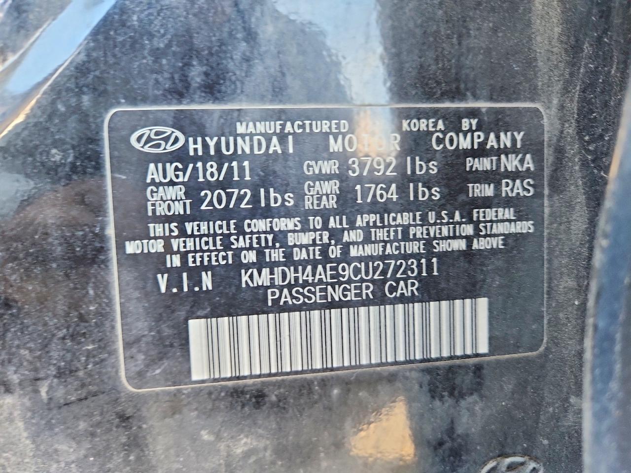 2012 Hyundai Elantra Limited Black vin: KMHDH4AE9CU272311