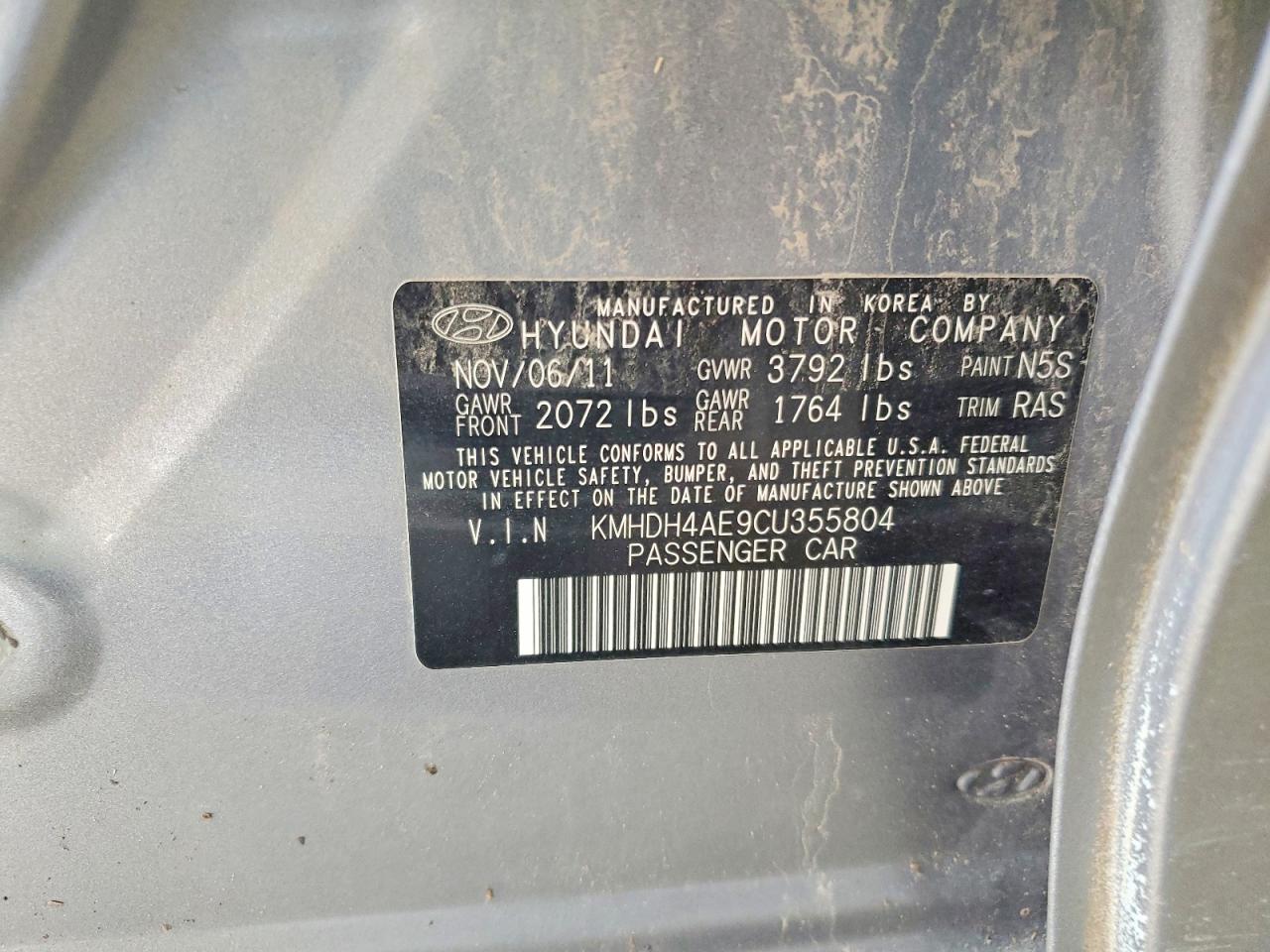2012 Hyundai Elantra Gls Серебряный vin: KMHDH4AE9CU355804