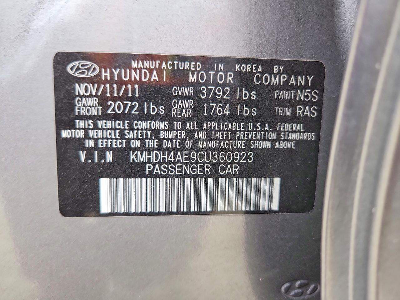 2012 Hyundai Elantra Gls Silver vin: KMHDH4AE9CU360923