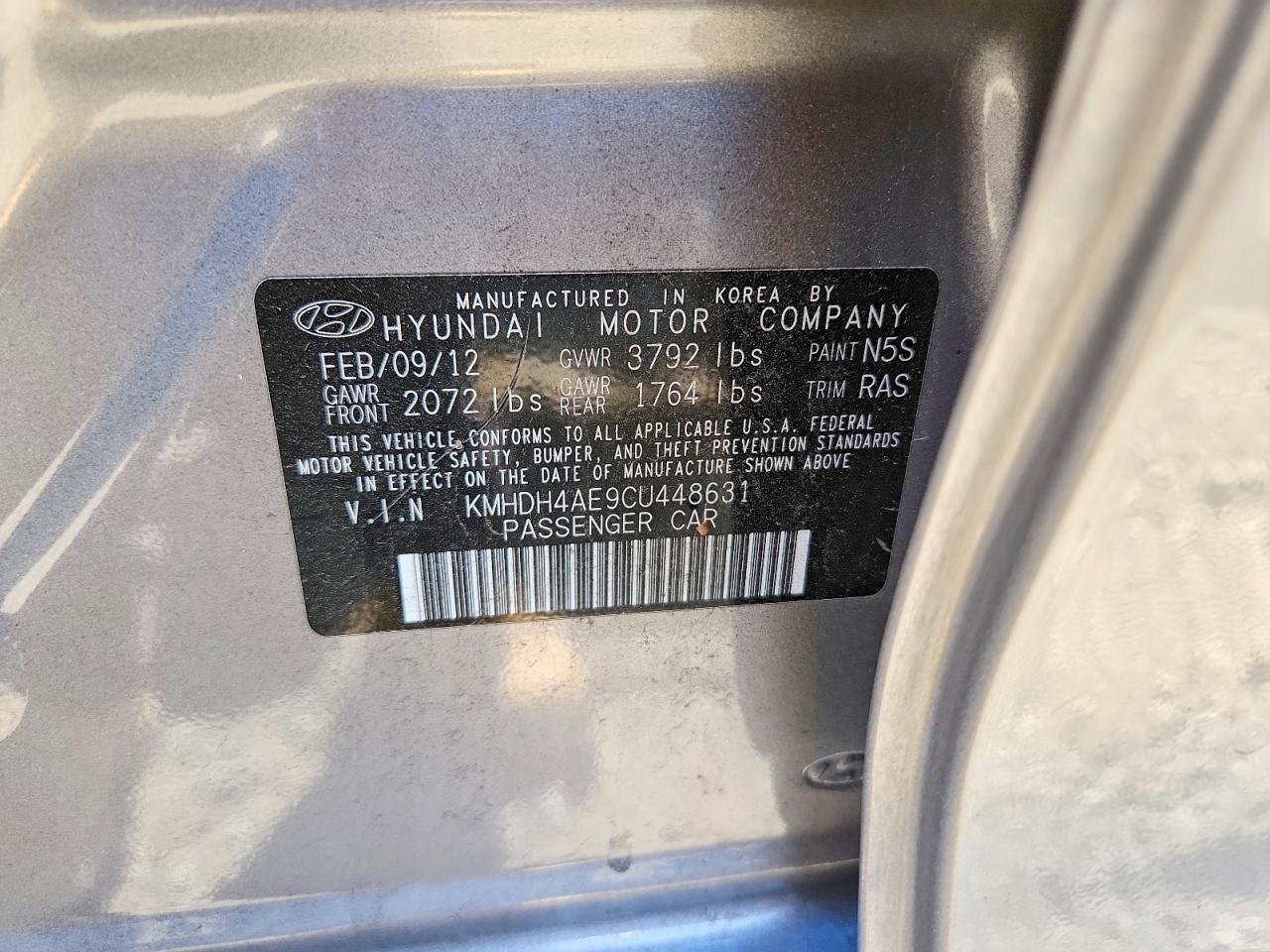 2012 Hyundai Elantra Gls Silver vin: KMHDH4AE9CU448631