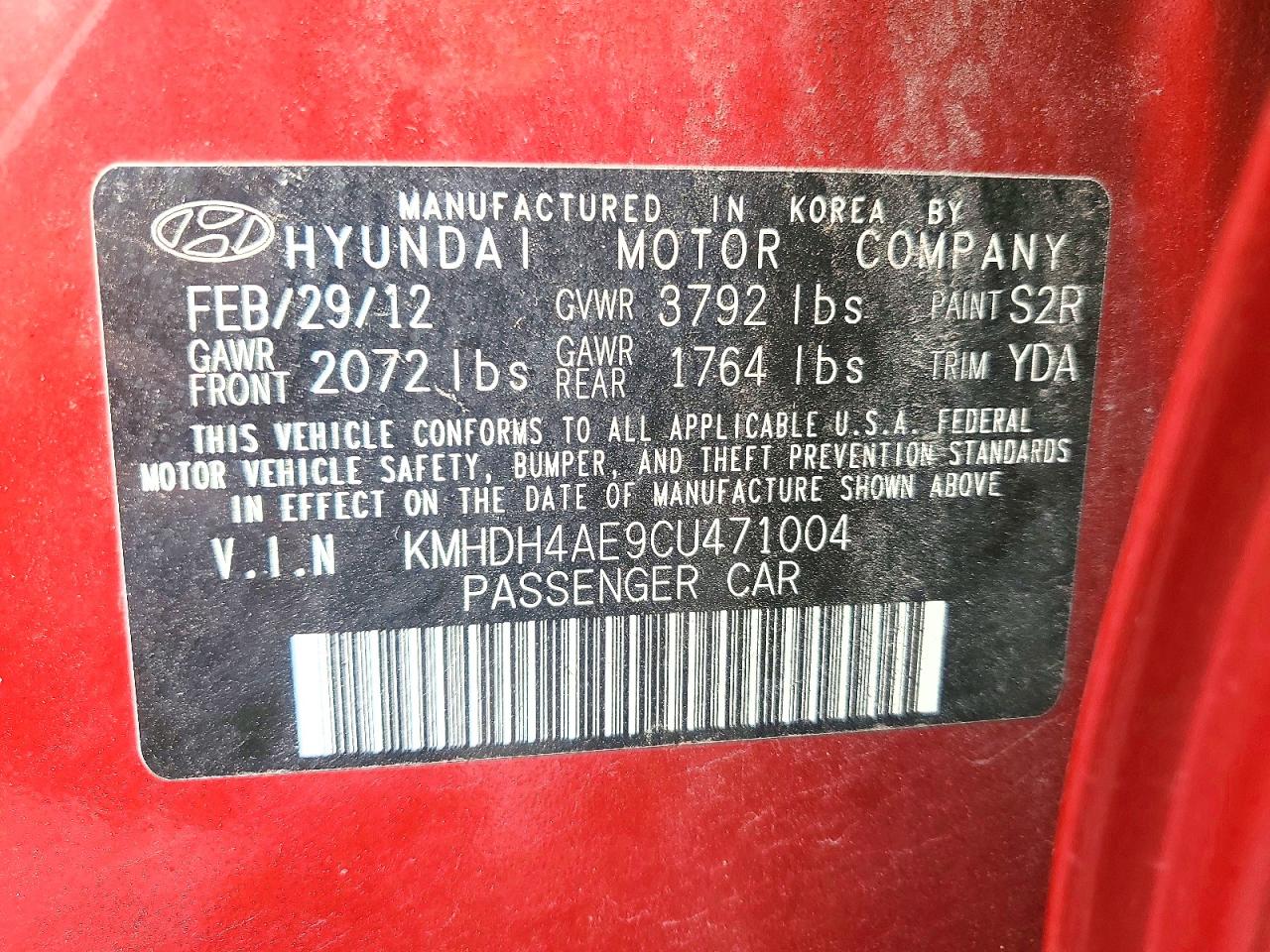 2012 Hyundai Elantra Gls Maroon vin: KMHDH4AE9CU471004