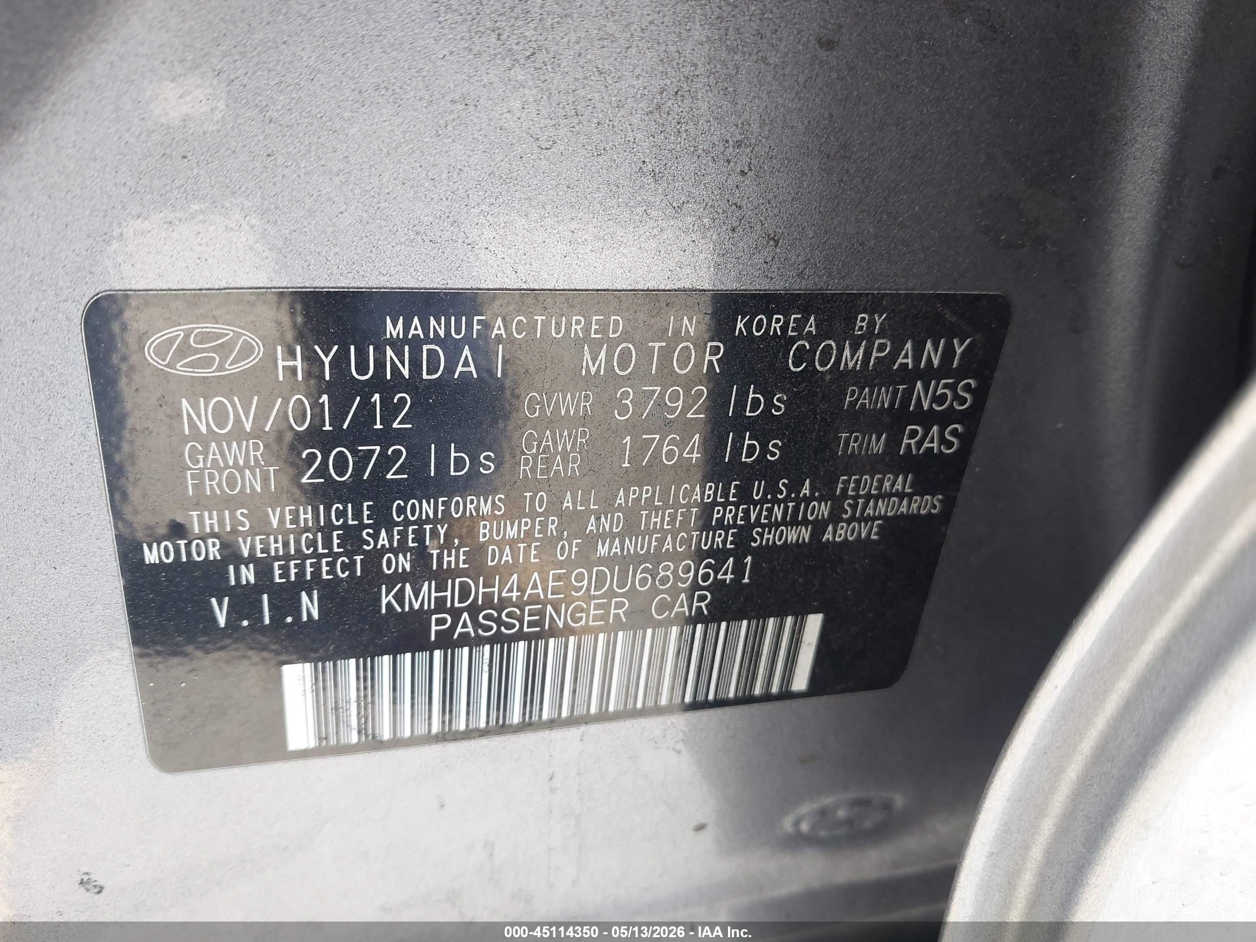 2013 Hyundai Elantra Gls/limited Silver vin: KMHDH4AE9DU689641