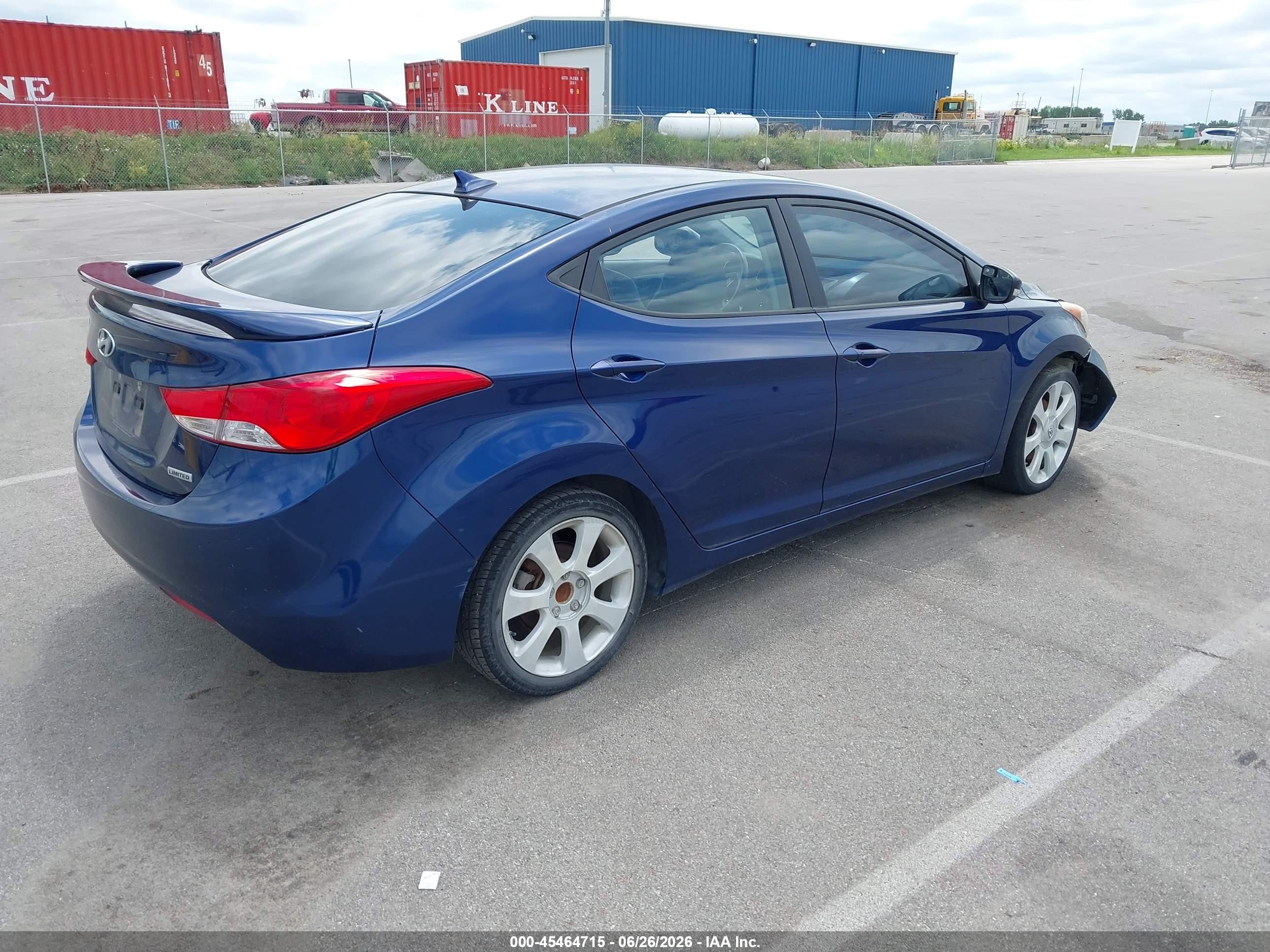 2013 Hyundai Elantra Limited Blue vin: KMHDH4AE9DU715543