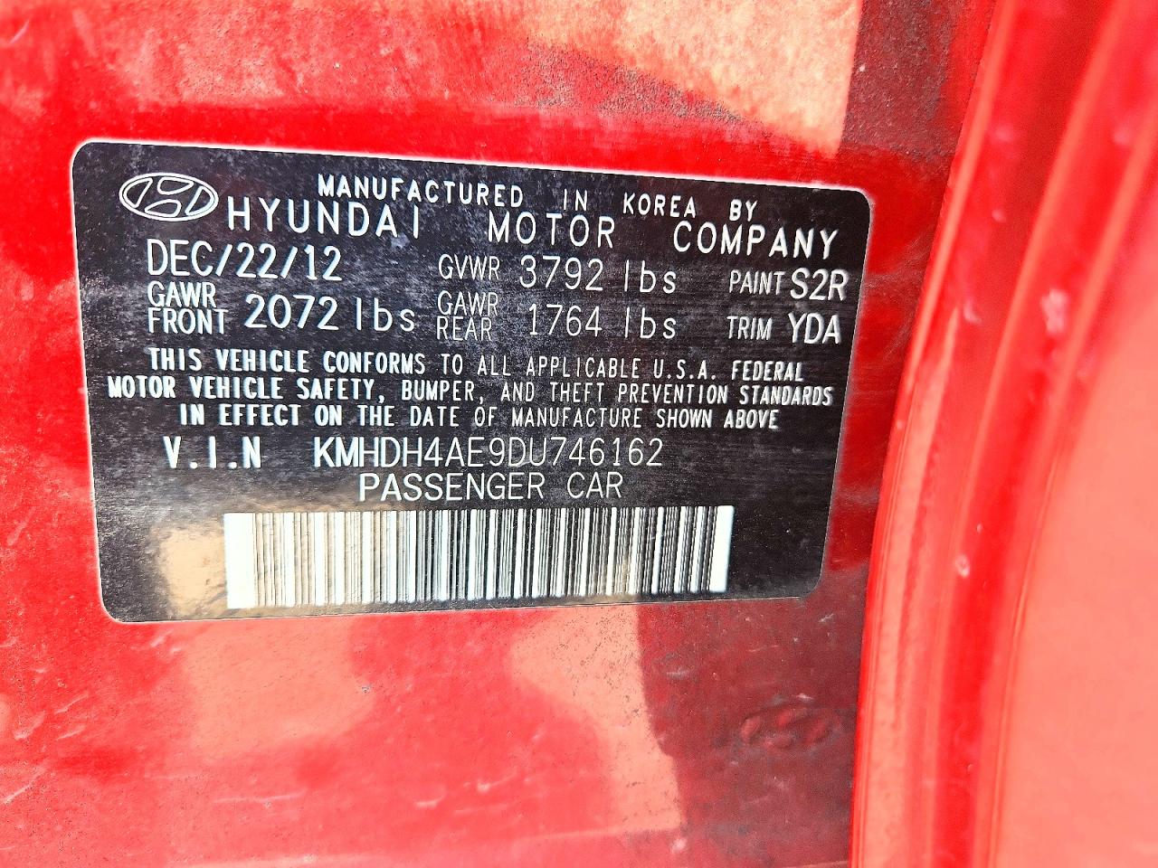 2013 Hyundai Elantra Limited Красный vin: KMHDH4AE9DU746162