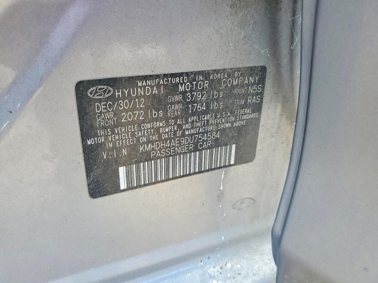 2013 Hyundai Elantra Gls Silver vin: KMHDH4AE9DU754584