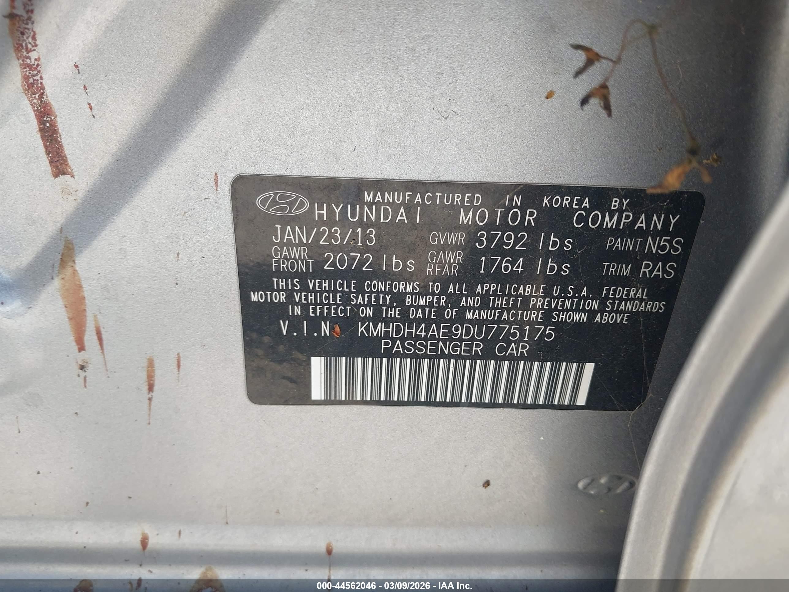 2013 Hyundai Elantra Gls Silver vin: KMHDH4AE9DU775175