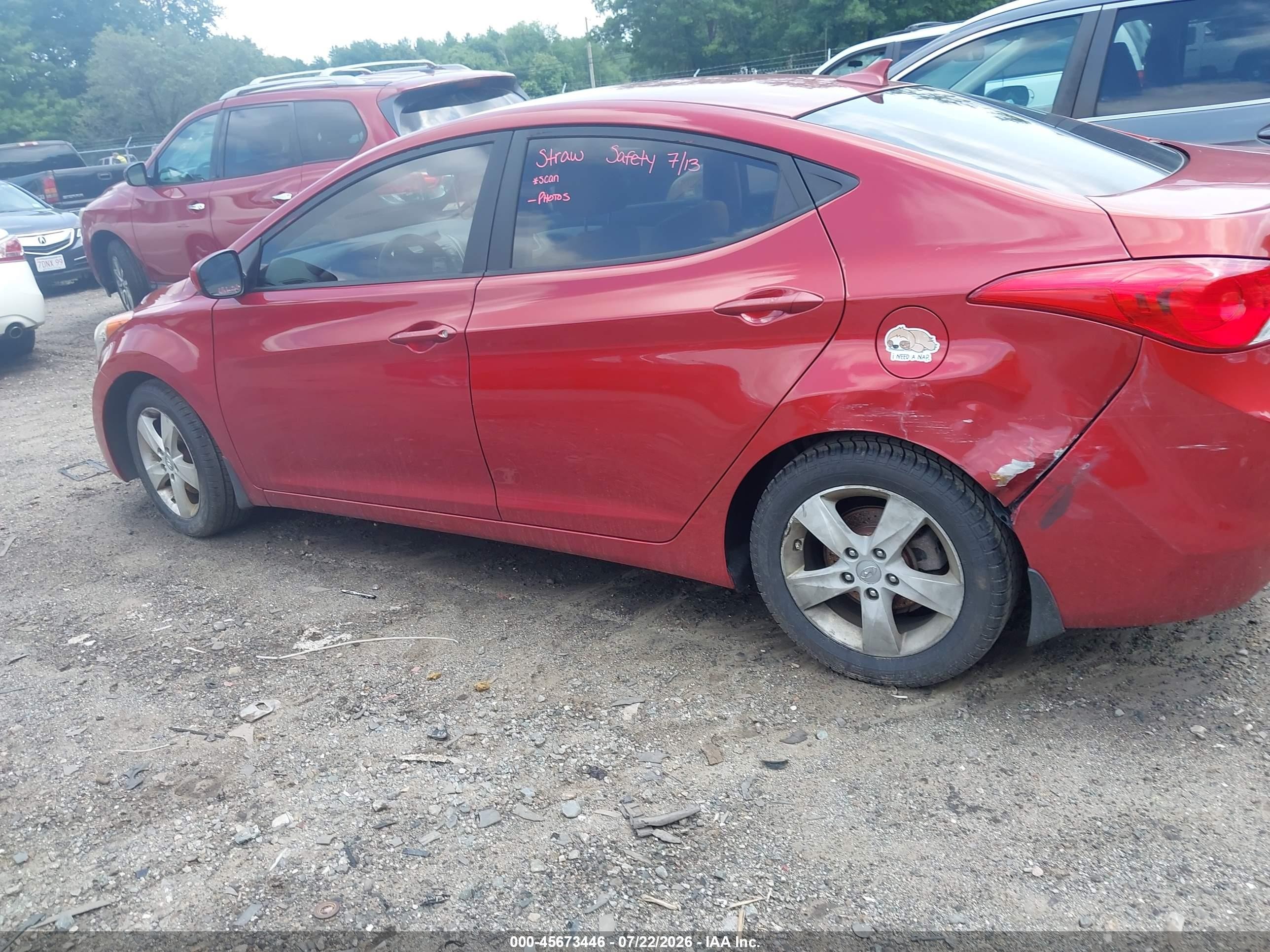 2013 Hyundai Elantra Gls Red vin: KMHDH4AE9DU810670