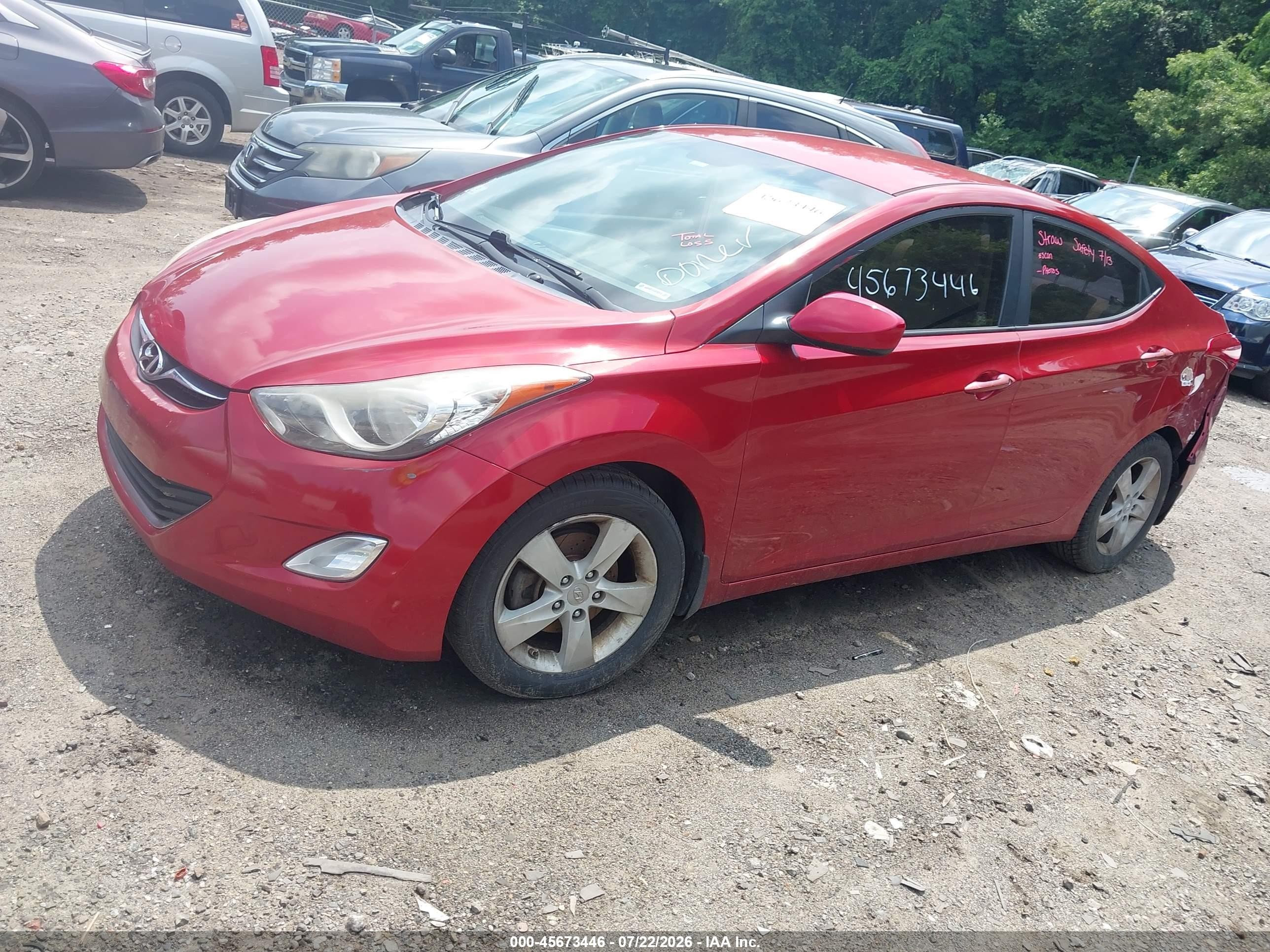 2013 Hyundai Elantra Gls Red vin: KMHDH4AE9DU810670