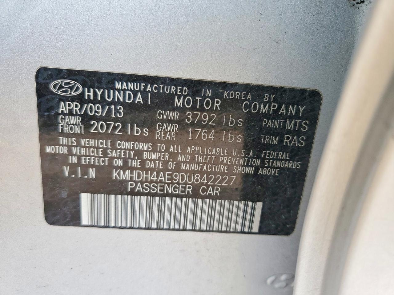 2013 Hyundai Elantra Gls Silver vin: KMHDH4AE9DU842227