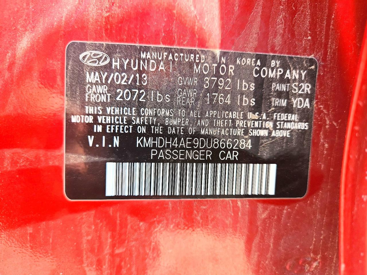 2013 Hyundai Elantra Gls Red vin: KMHDH4AE9DU866284