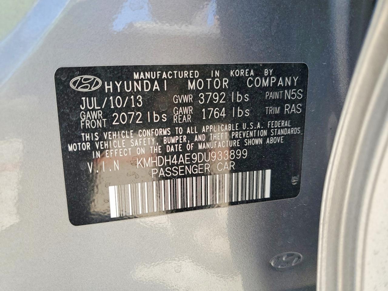 2013 Hyundai Elantra Gls Серебряный vin: KMHDH4AE9DU933899