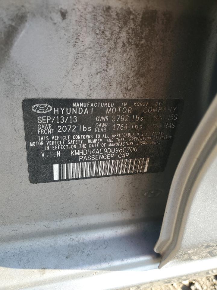 2013 Hyundai Elantra Gray vin: KMHDH4AE9DU980706