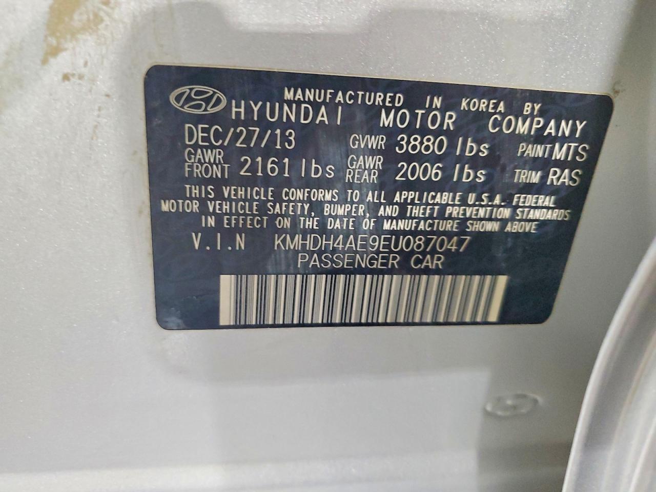 2014 Hyundai Elantra Se Серебряный vin: KMHDH4AE9EU087047