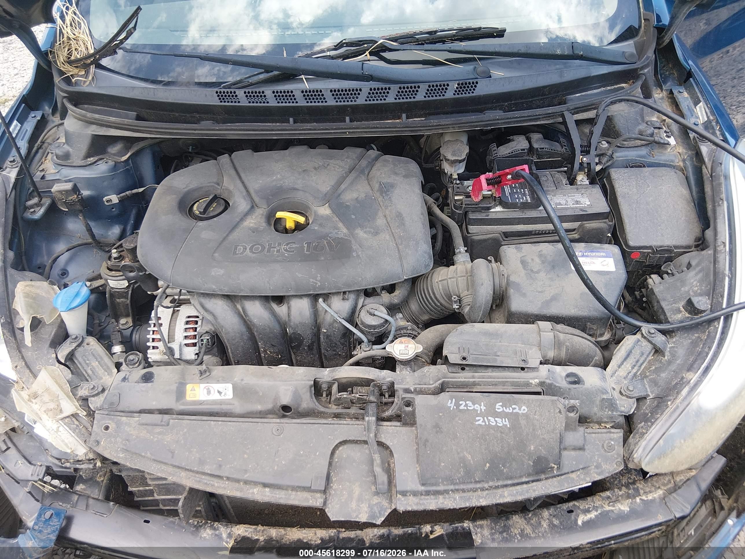 2014 Hyundai Elantra Se Blue vin: KMHDH4AE9EU150468