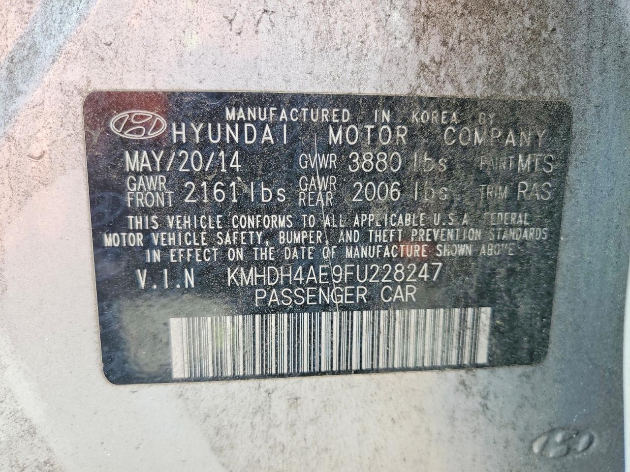 2015 Hyundai Elantra Se Silver vin: KMHDH4AE9FU228247