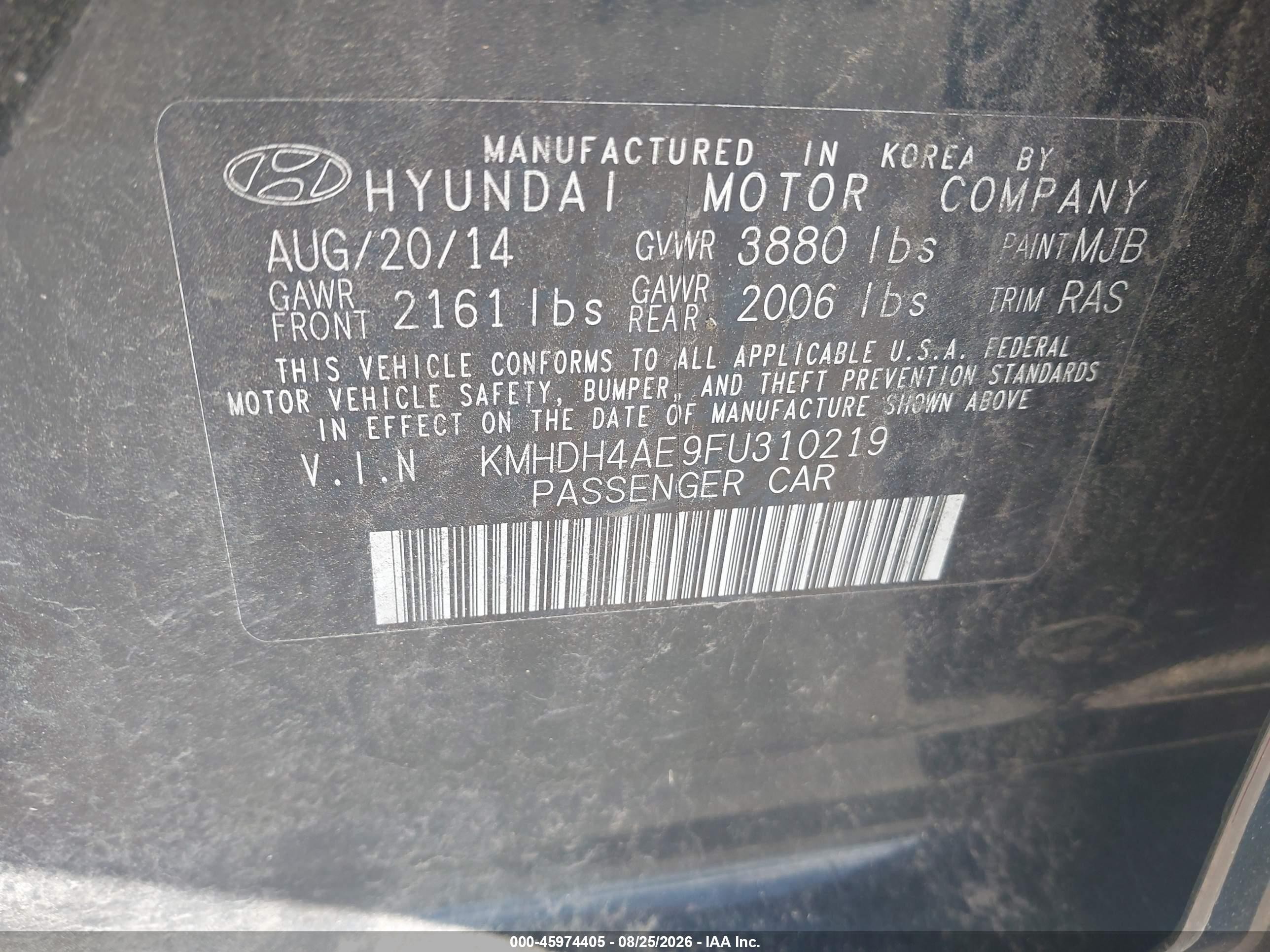 2015 Hyundai Elantra Se Black vin: KMHDH4AE9FU310219