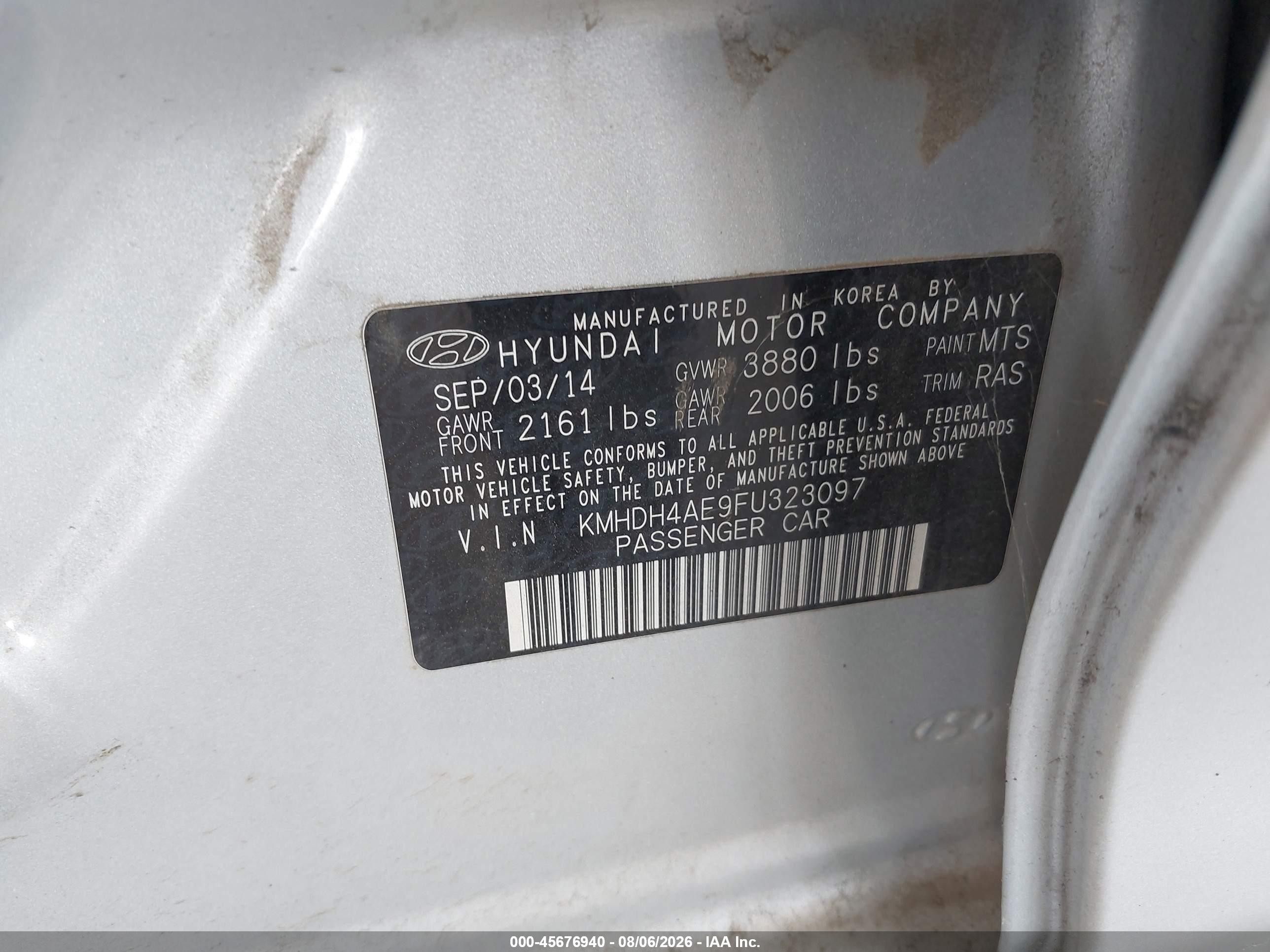 2015 Hyundai Elantra Limited Серебряный vin: KMHDH4AE9FU323097