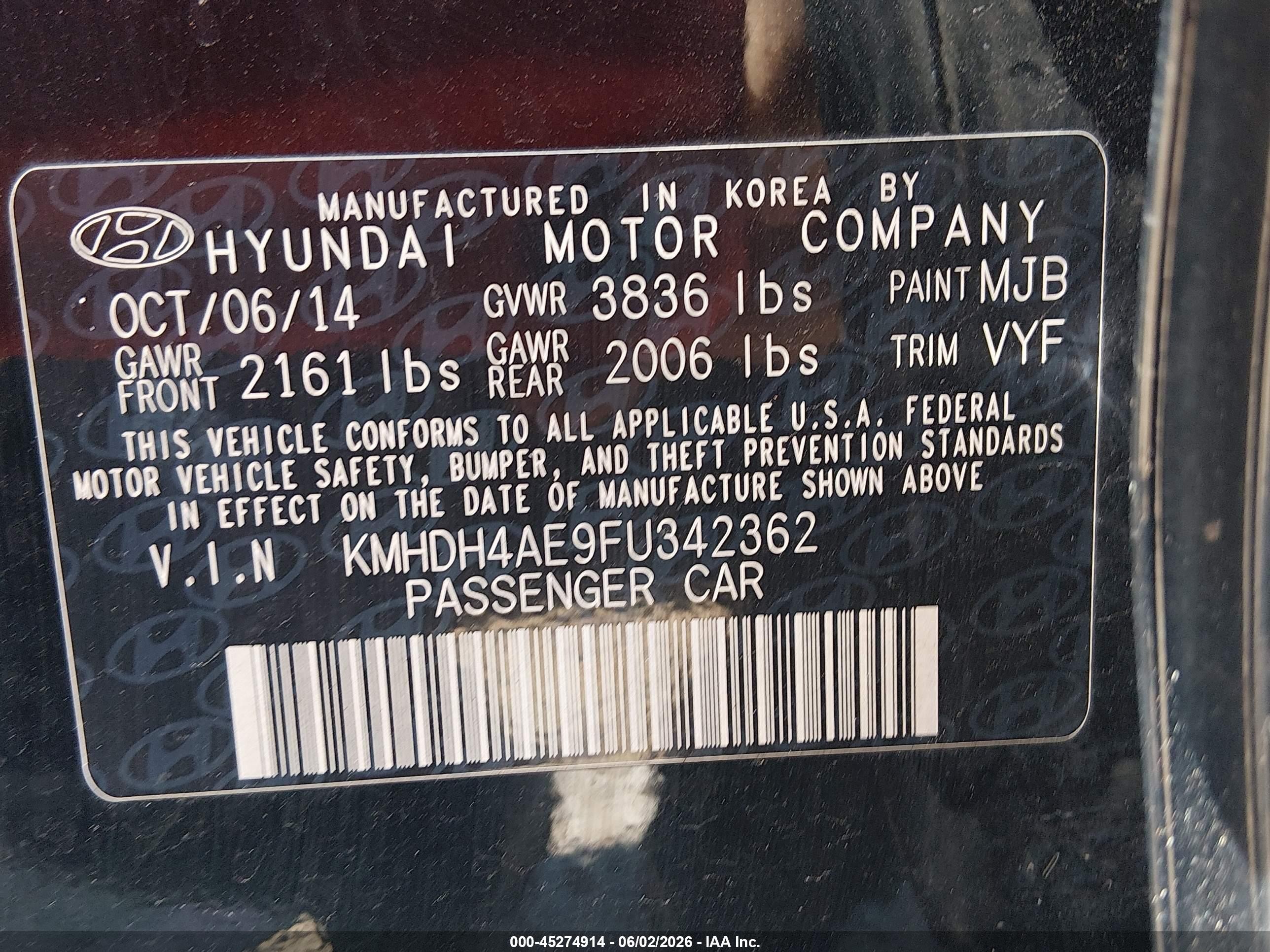 2015 Hyundai Elantra Se Blue vin: KMHDH4AE9FU342362