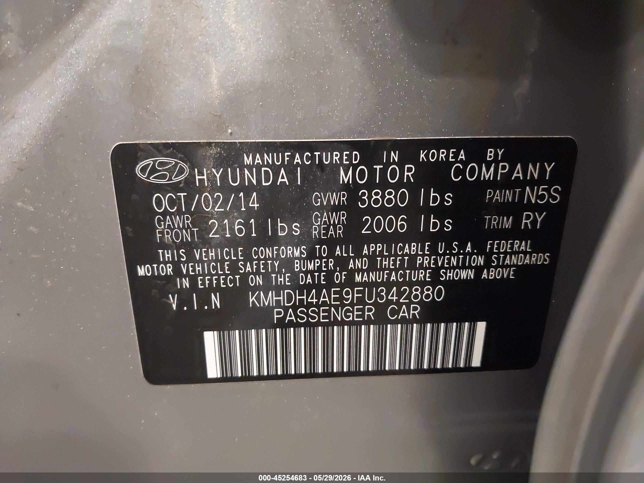 2015 Hyundai Elantra Se Silver vin: KMHDH4AE9FU342880