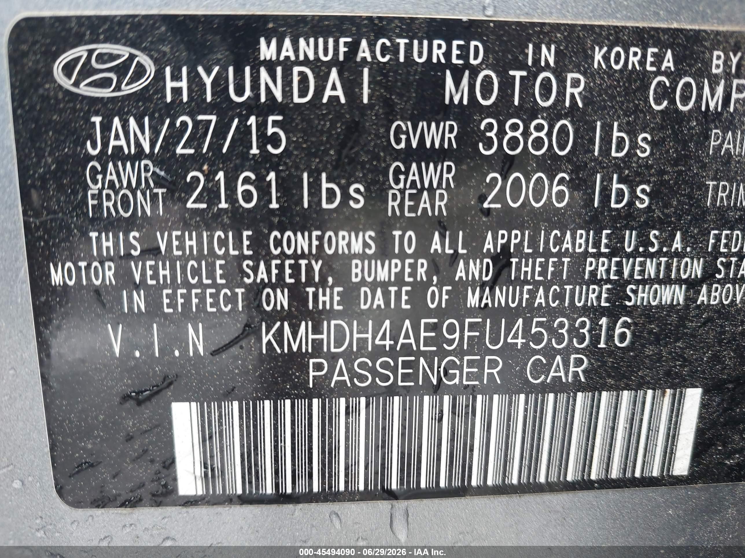 2015 Hyundai Elantra Se Silver vin: KMHDH4AE9FU453316