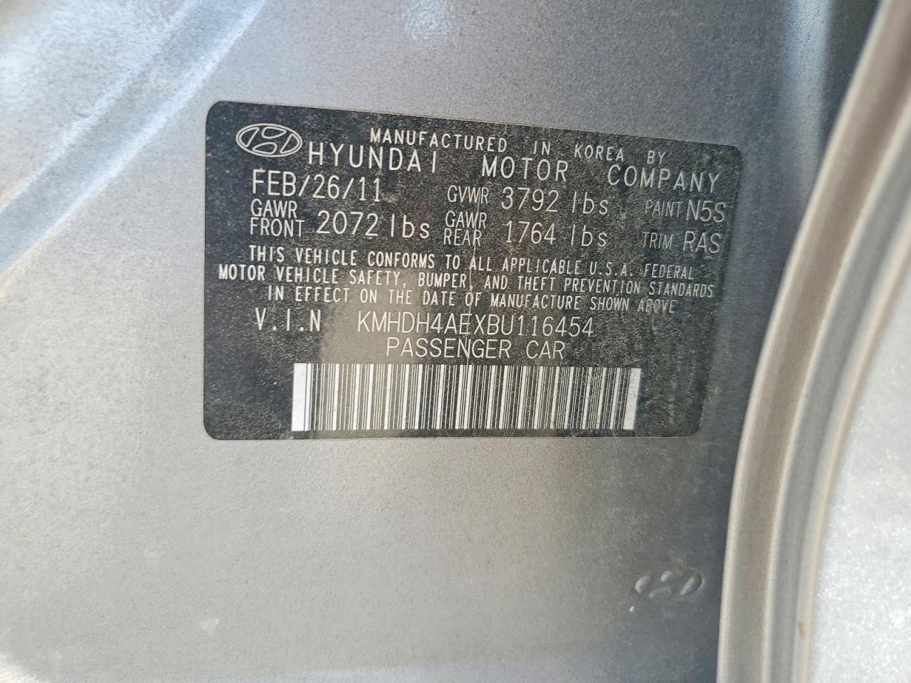2011 Hyundai Elantra Limited Серебряный vin: KMHDH4AEXBU116454