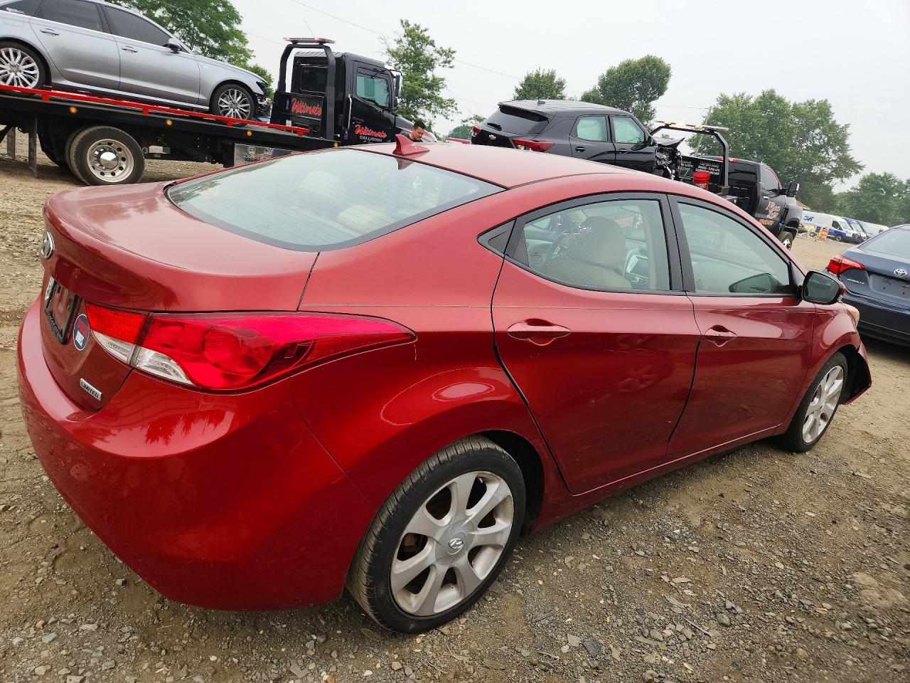 2012 Hyundai Elantra Limited Burgundy vin: KMHDH4AEXCU224333