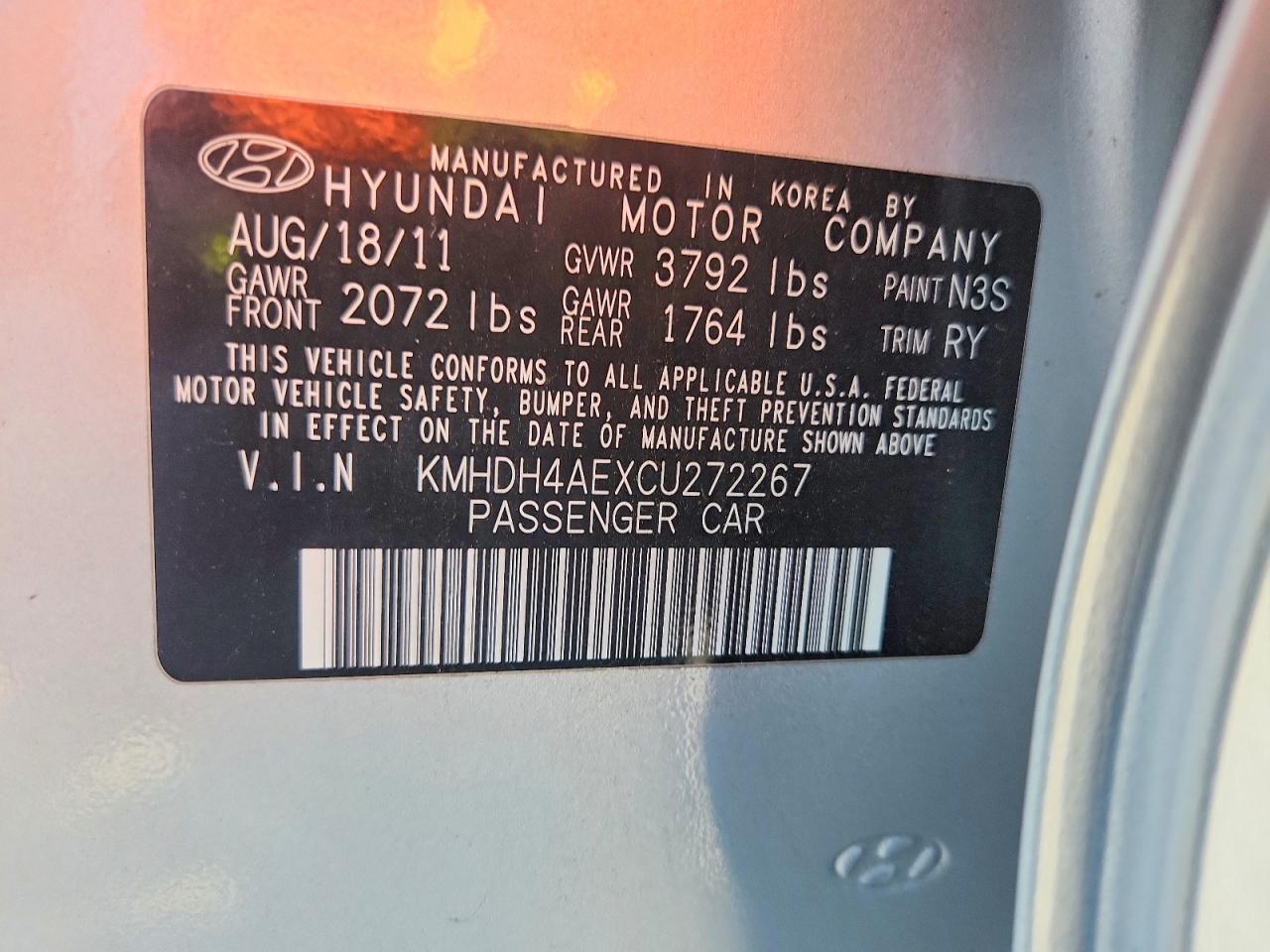 2012 Hyundai Elantra Limited Silver vin: KMHDH4AEXCU272267