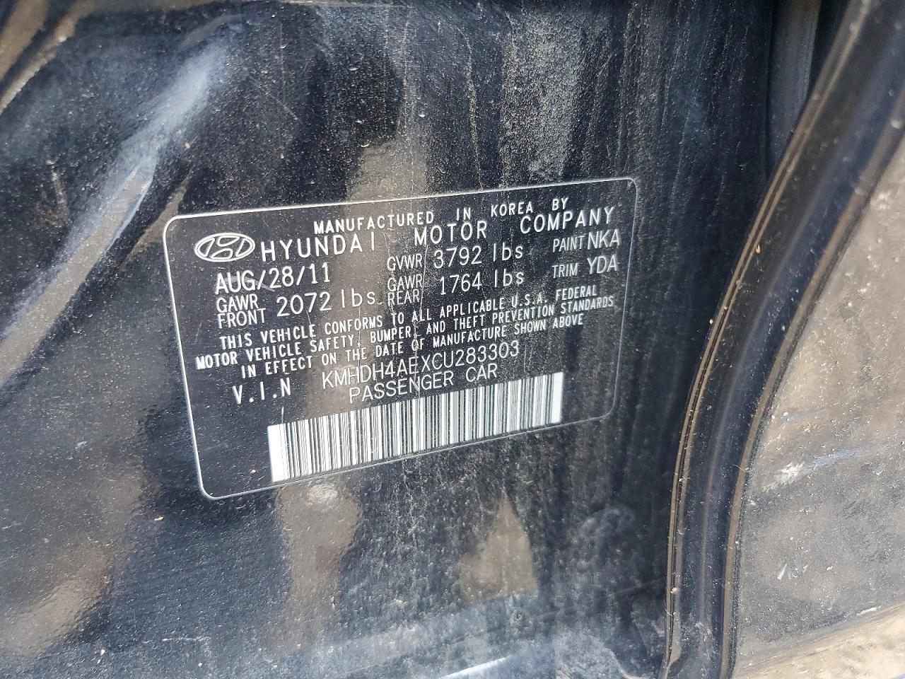 2012 Hyundai Elantra Gls Black vin: KMHDH4AEXCU283303