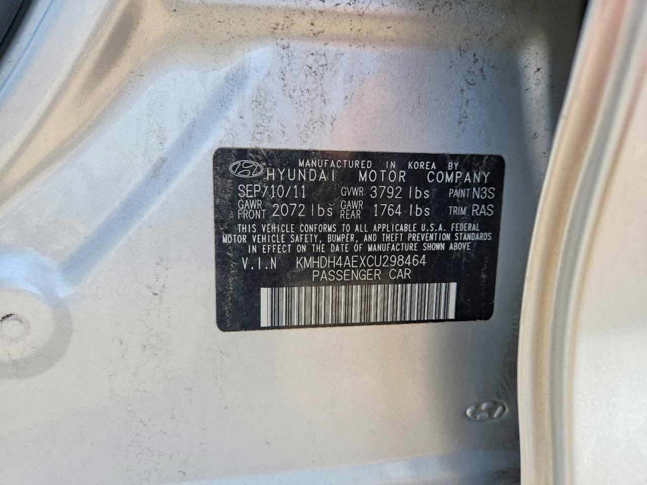 2012 Hyundai Elantra Gls Silver vin: KMHDH4AEXCU298464