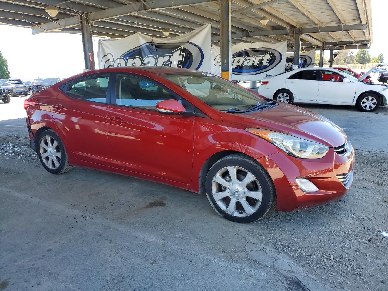 2012 Hyundai Elantra Limited Burgundy vin: KMHDH4AEXCU441123