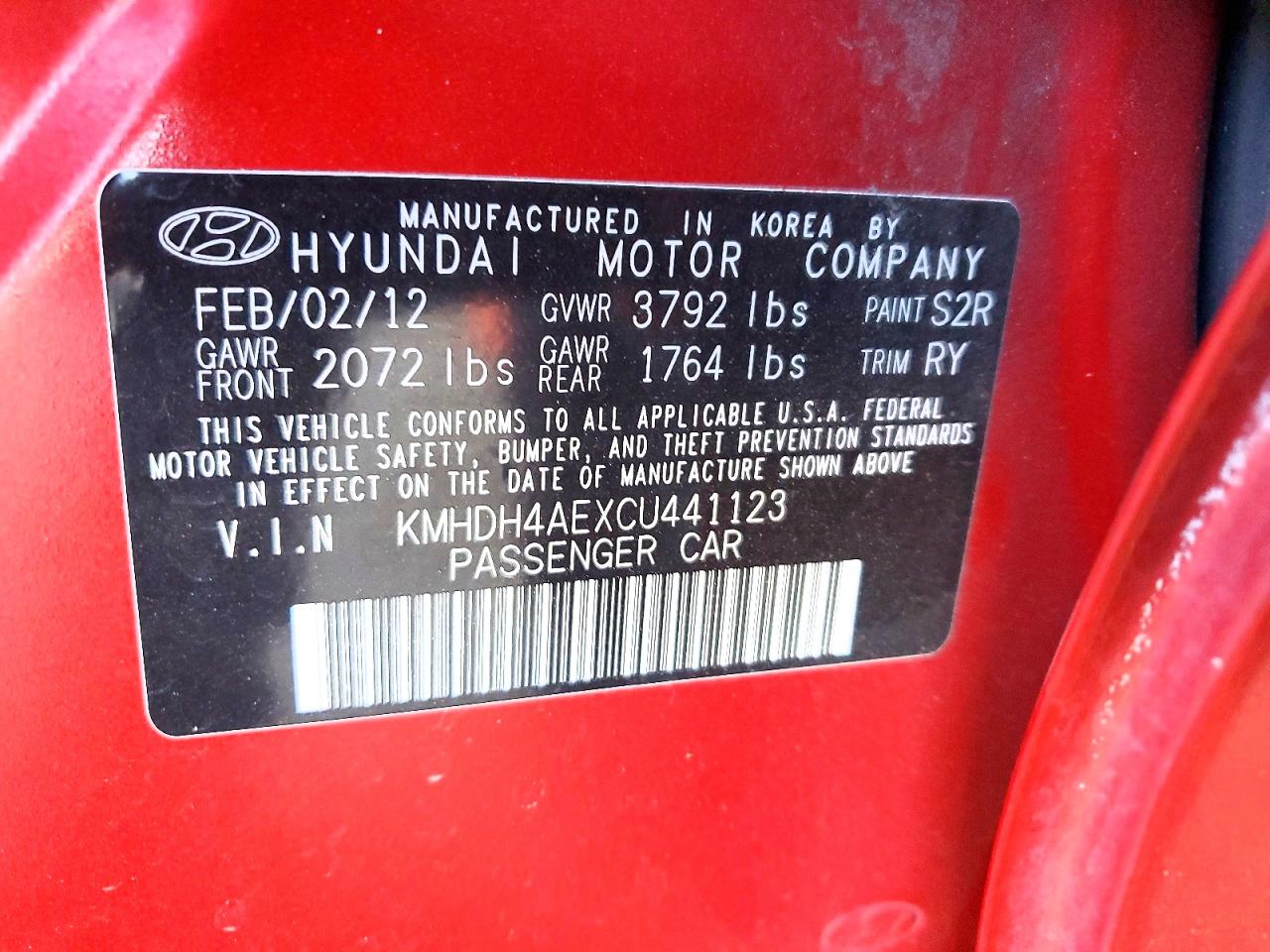 2012 Hyundai Elantra Limited Burgundy vin: KMHDH4AEXCU441123