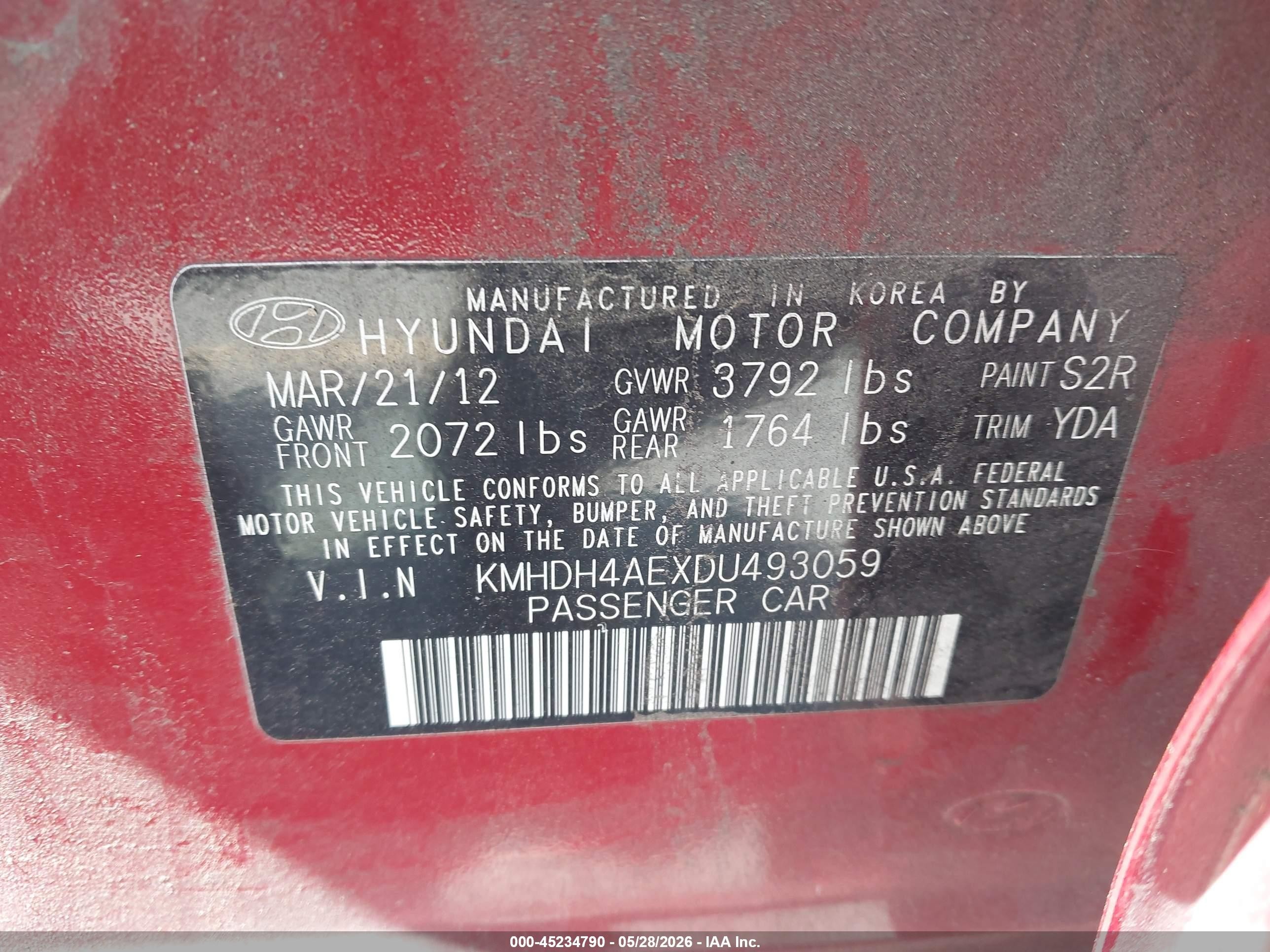 2013 Hyundai Elantra Gls Red vin: KMHDH4AEXDU493059