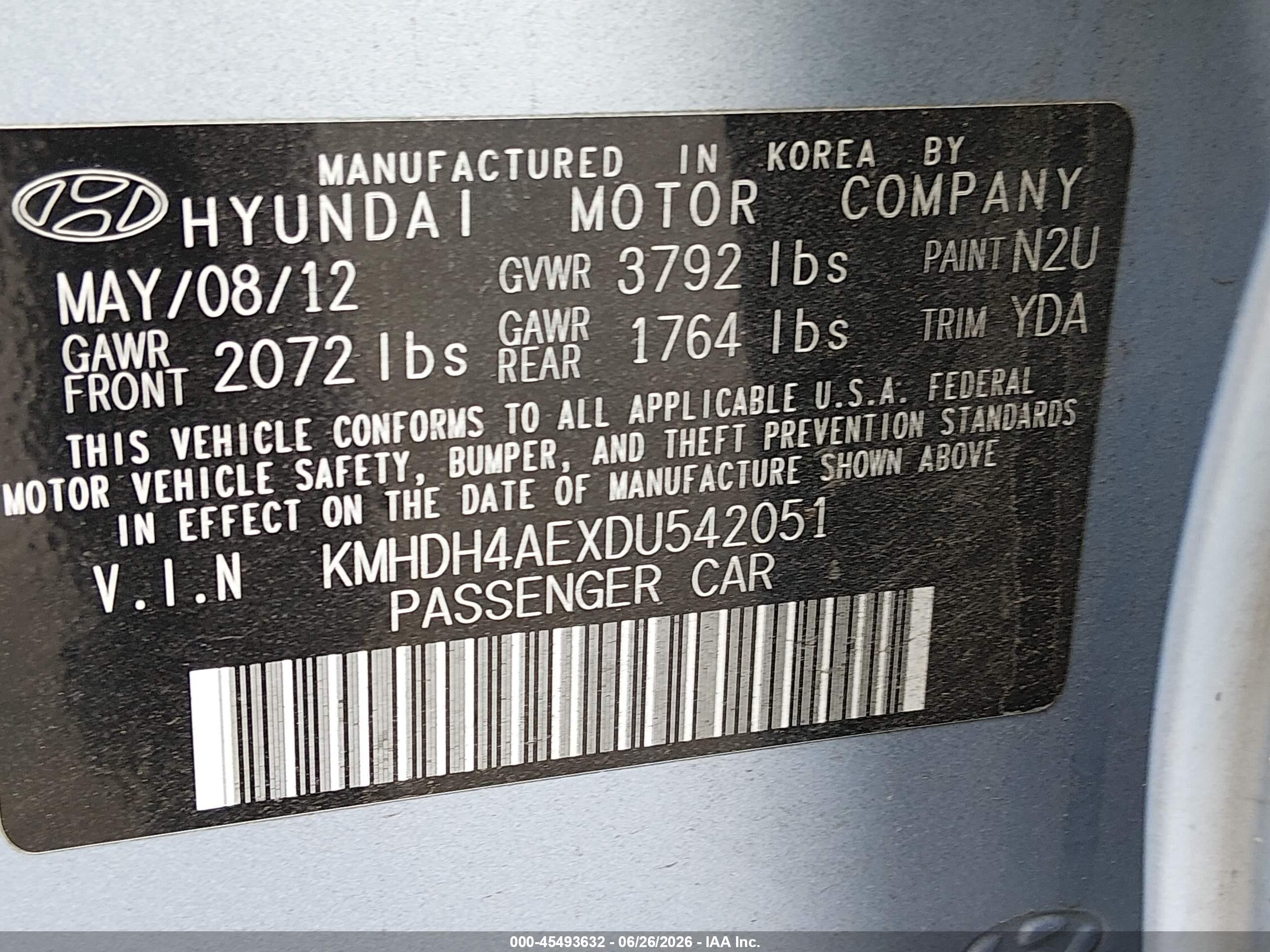 2013 Hyundai Elantra Gls Синий vin: KMHDH4AEXDU542051